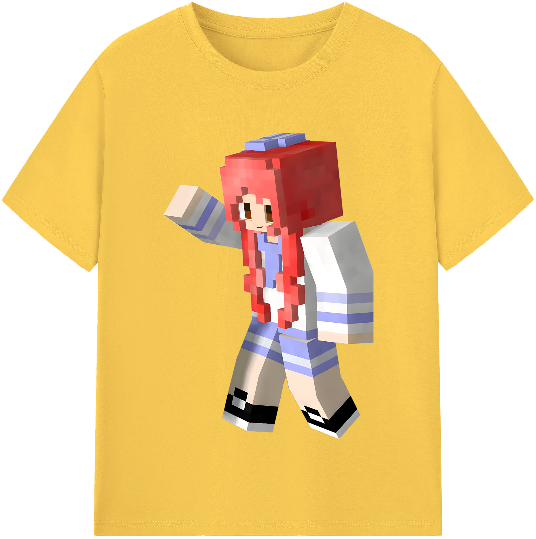 （画像用） マインクラフト ブロックの世界 Minecraft MC Block world 綿100％半袖Tシャツ（フロントプリント）