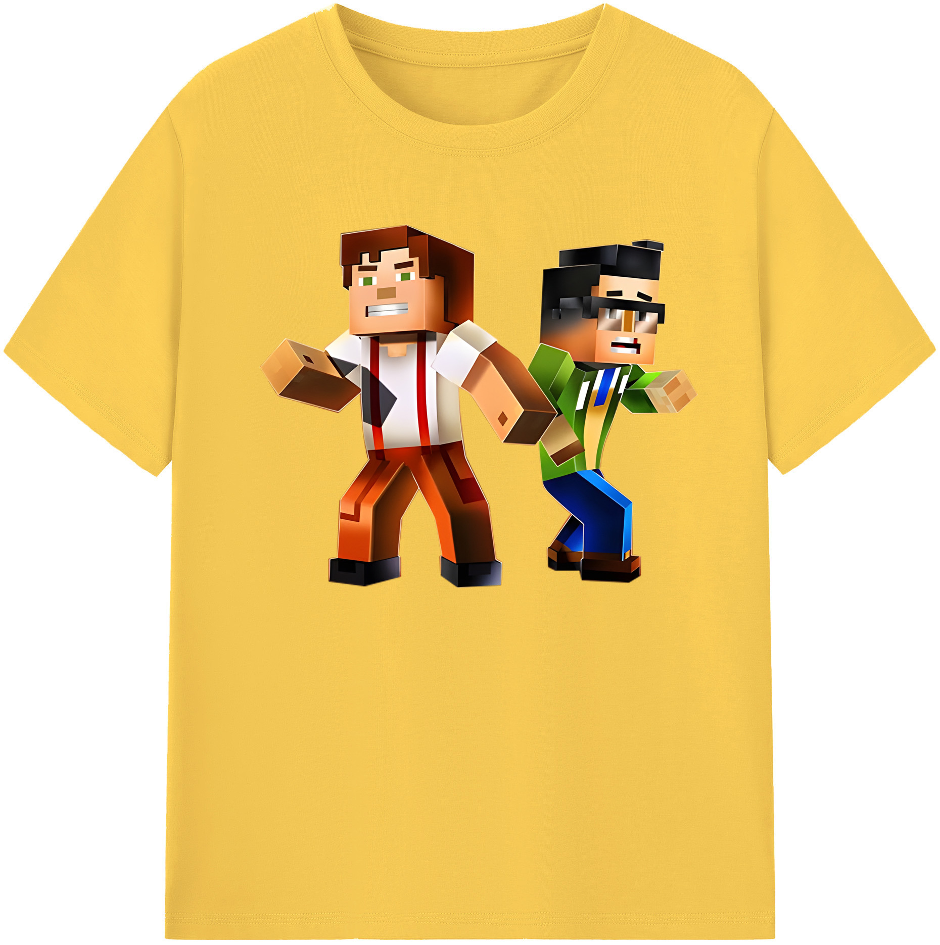 （画像用） マインクラフト ブロックの世界 Minecraft MC Block world 綿100％半袖Tシャツ（フロントプリント）