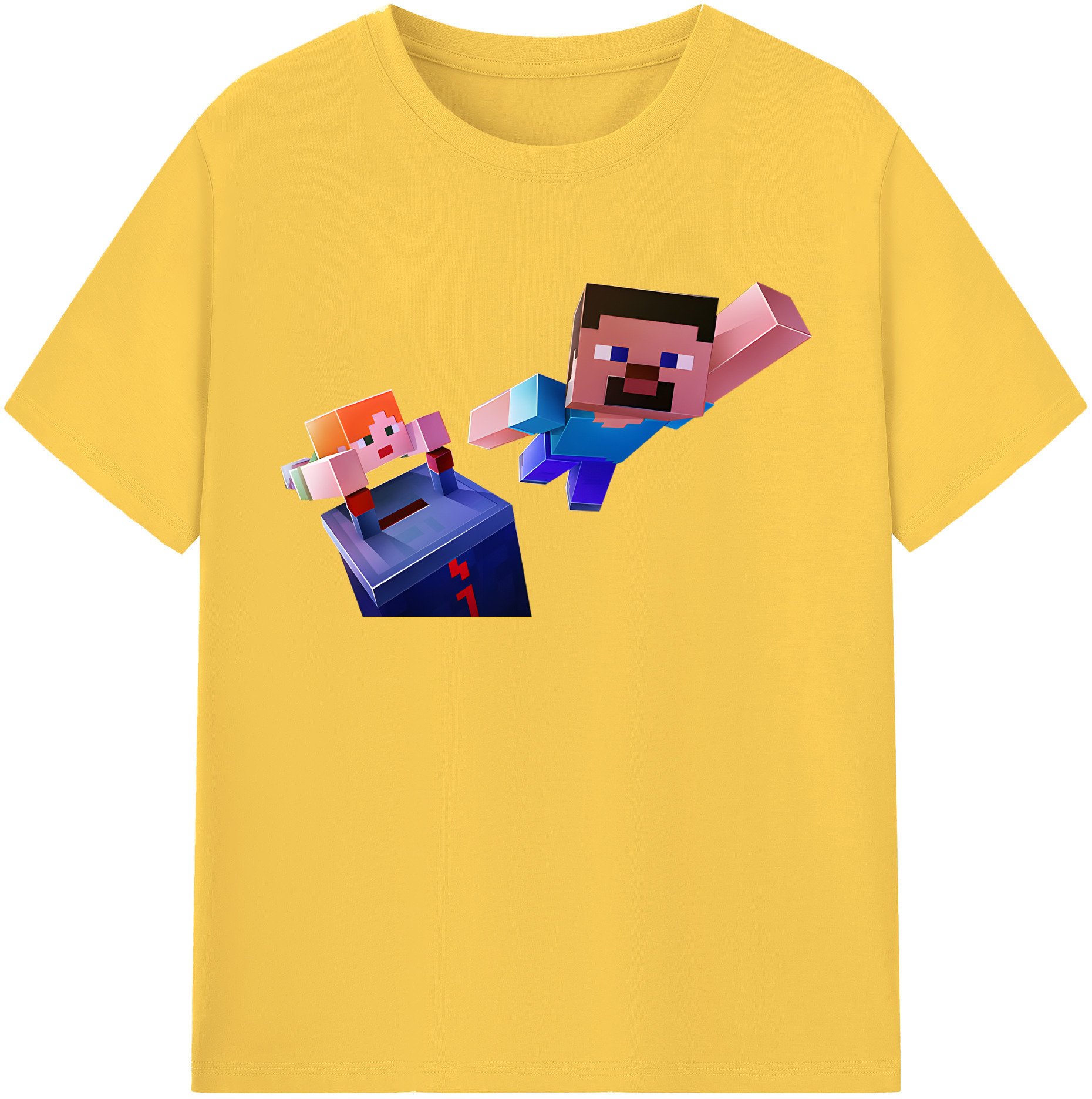（画像用） マインクラフト ブロックの世界 Minecraft MC Block world 綿100％半袖Tシャツ（フロントプリント）
