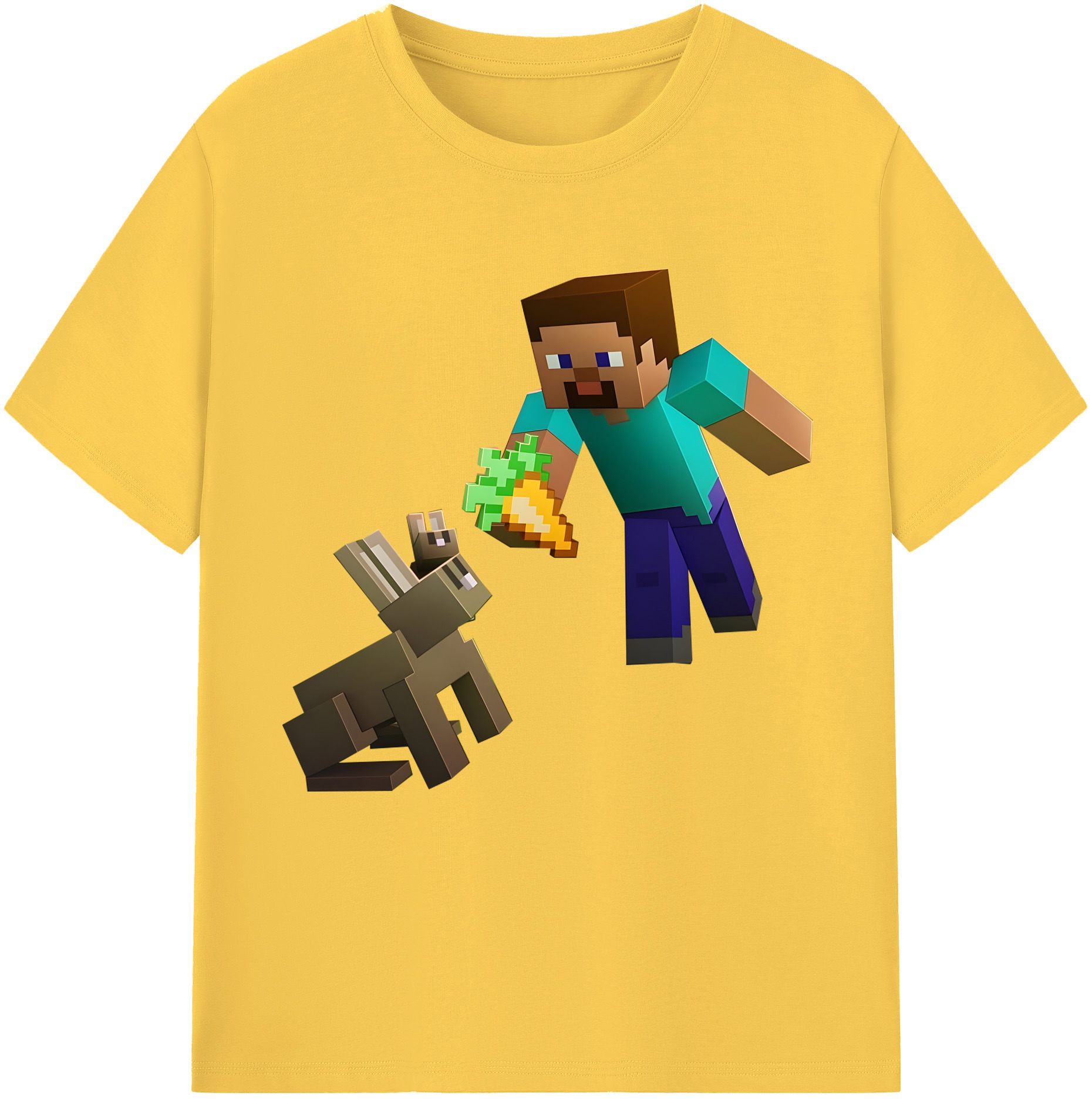 （画像用） マインクラフト ブロックの世界 Minecraft MC Block world 綿100％半袖Tシャツ（フロントプリント）