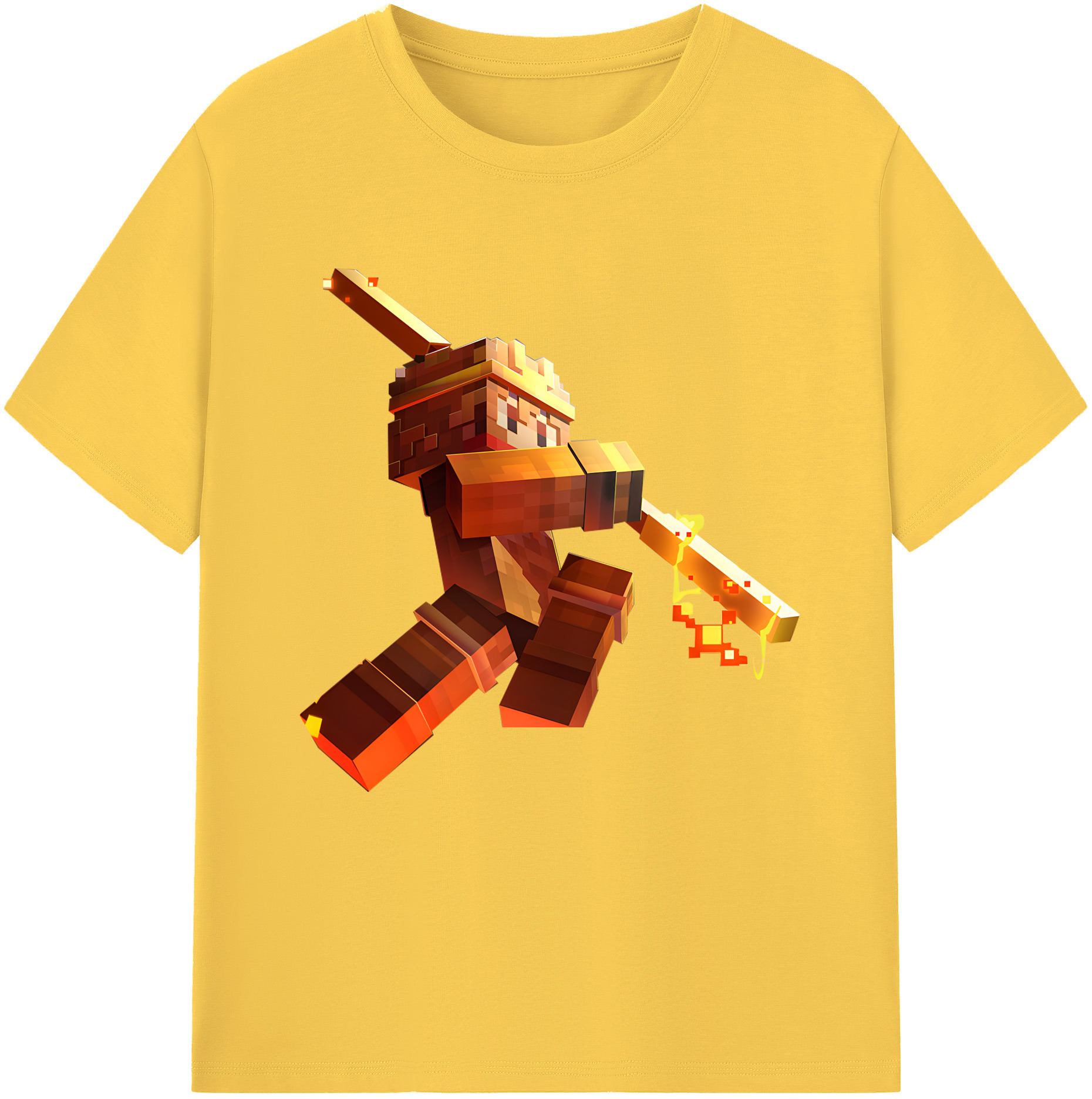 （画像用） マインクラフト ブロックの世界 Minecraft MC Block world 綿100％半袖Tシャツ（フロントプリント）