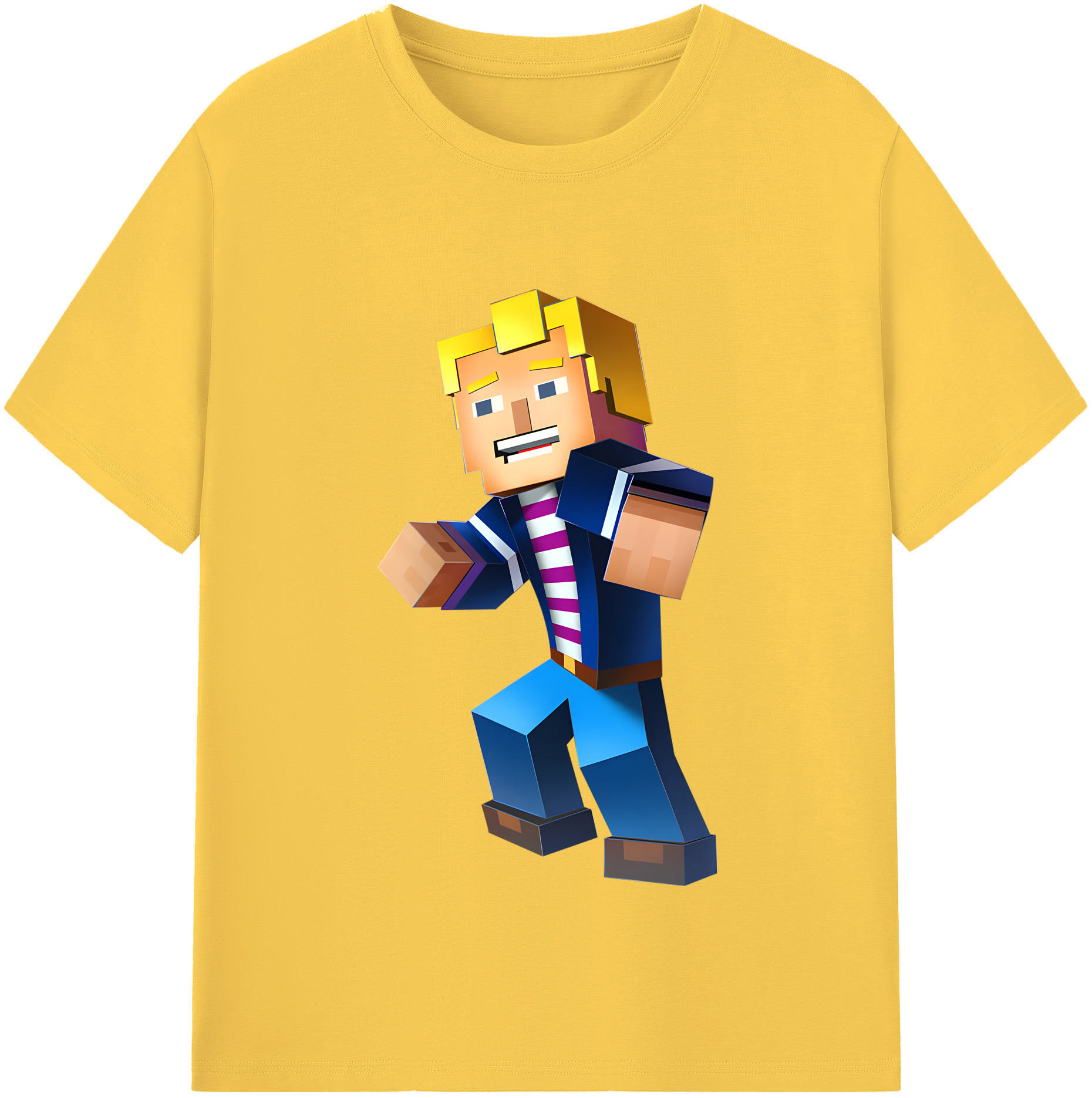 （画像用） マインクラフト ブロックの世界 Minecraft MC Block world 綿100％半袖Tシャツ（フロントプリント）