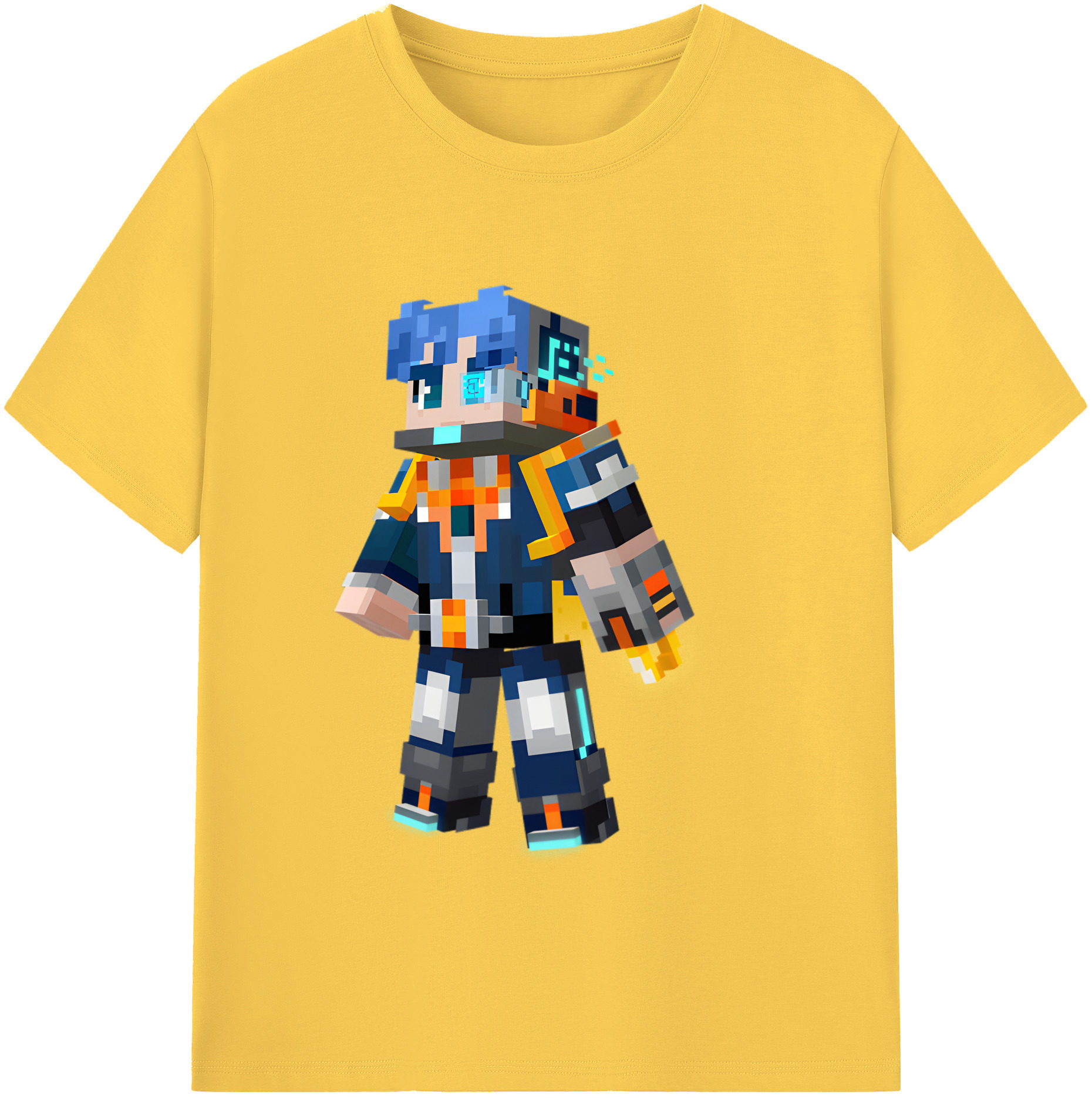（画像用） マインクラフト ブロックの世界 Minecraft MC Block world 綿100％半袖Tシャツ（フロントプリント）