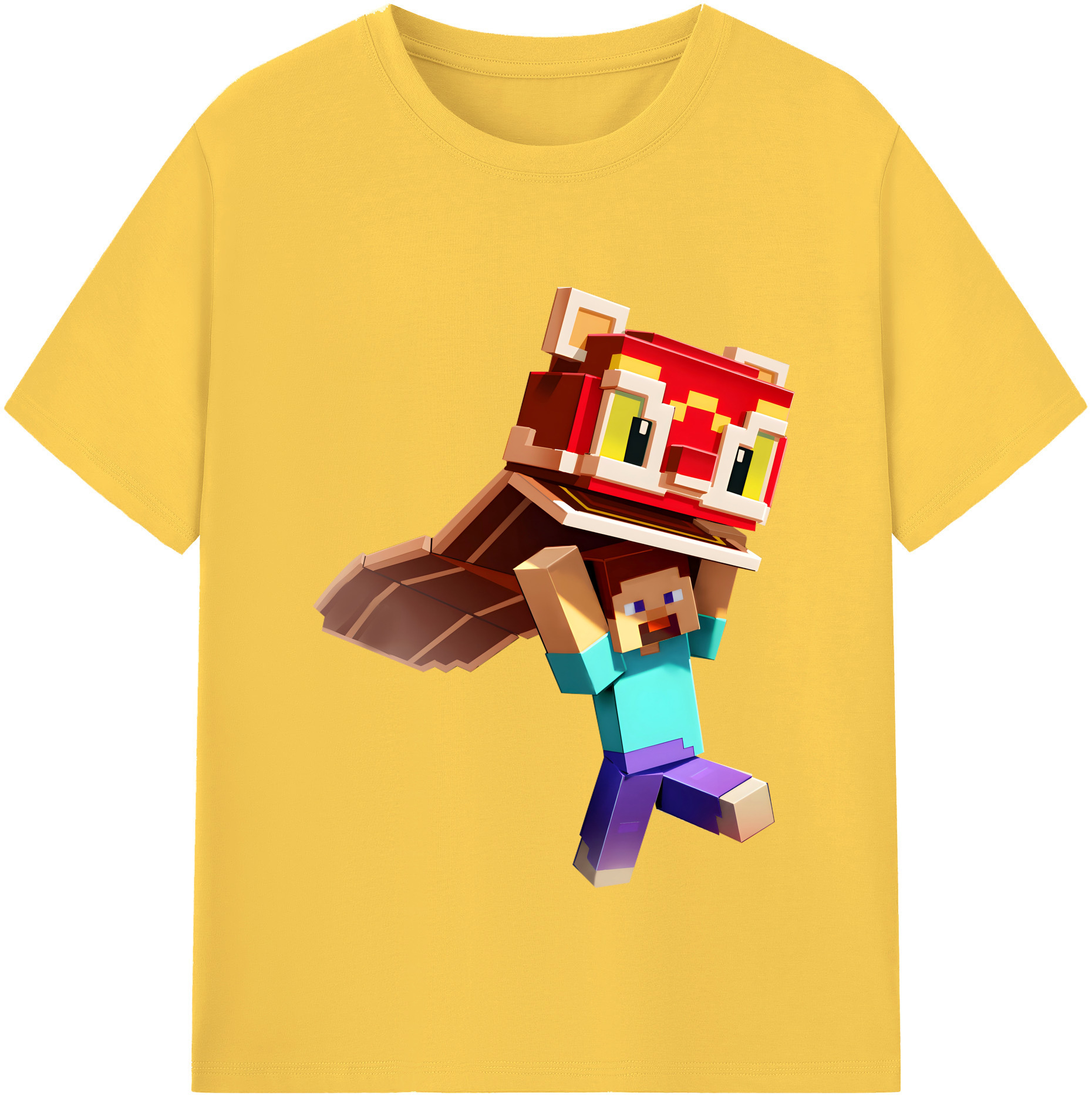 （画像用） マインクラフト ブロックの世界 Minecraft MC Block world 綿100％半袖Tシャツ（フロントプリント）