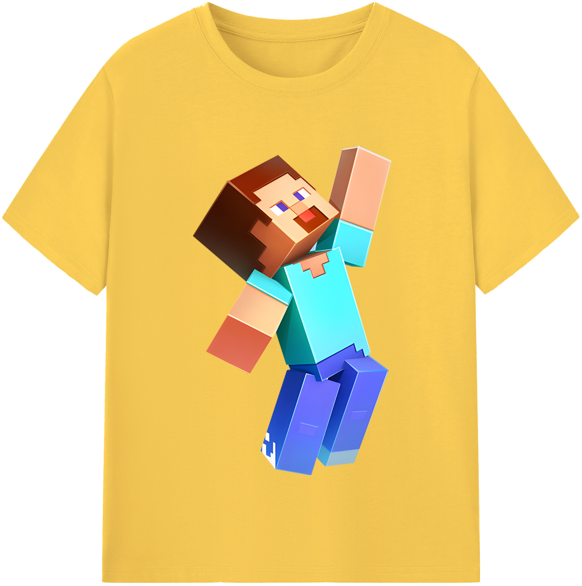 （画像用） マインクラフト ブロックの世界 Minecraft MC Block world 綿100％半袖Tシャツ（フロントプリント）