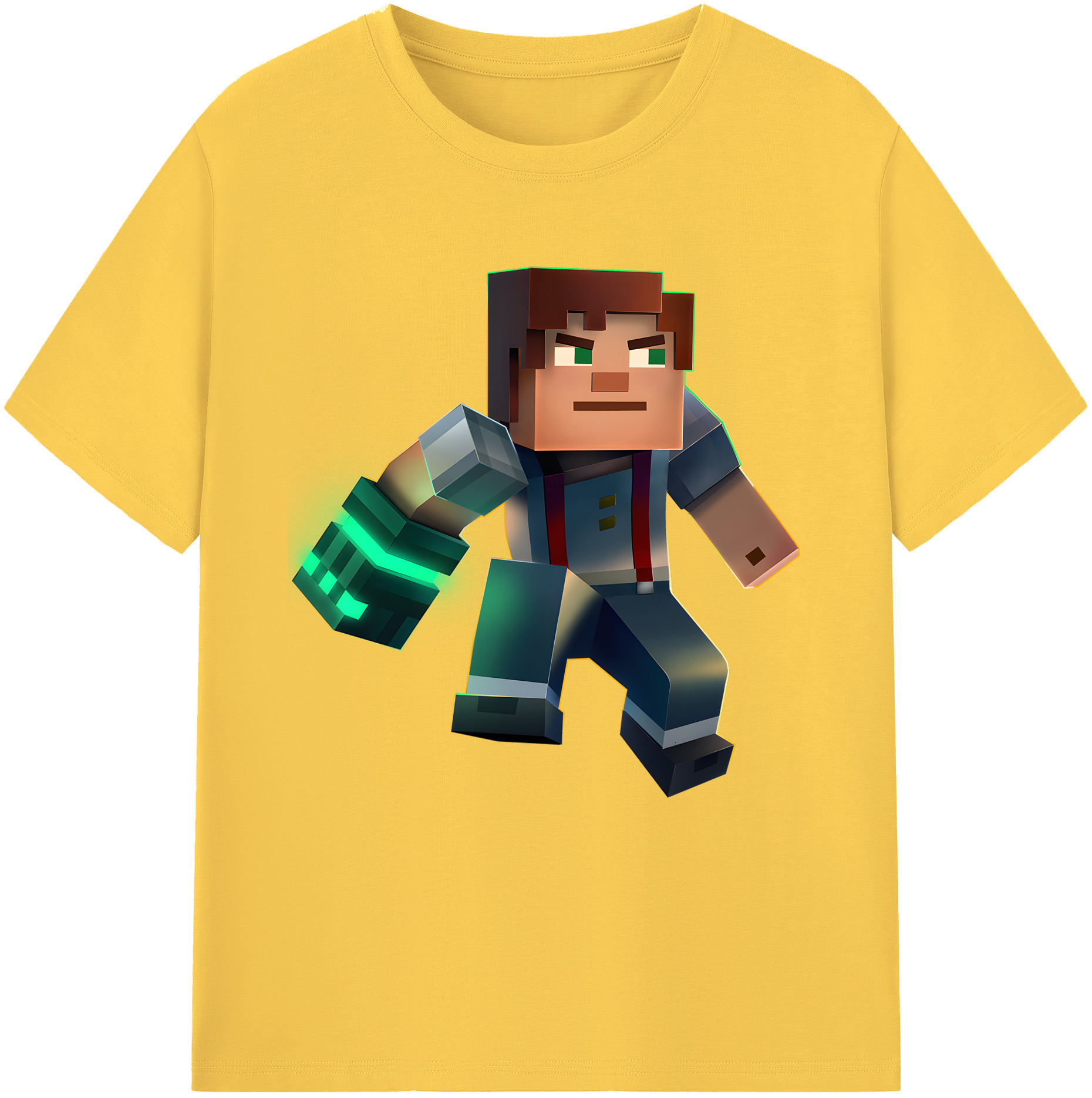 （画像用） マインクラフト ブロックの世界 Minecraft MC Block world 綿100％半袖Tシャツ（フロントプリント）