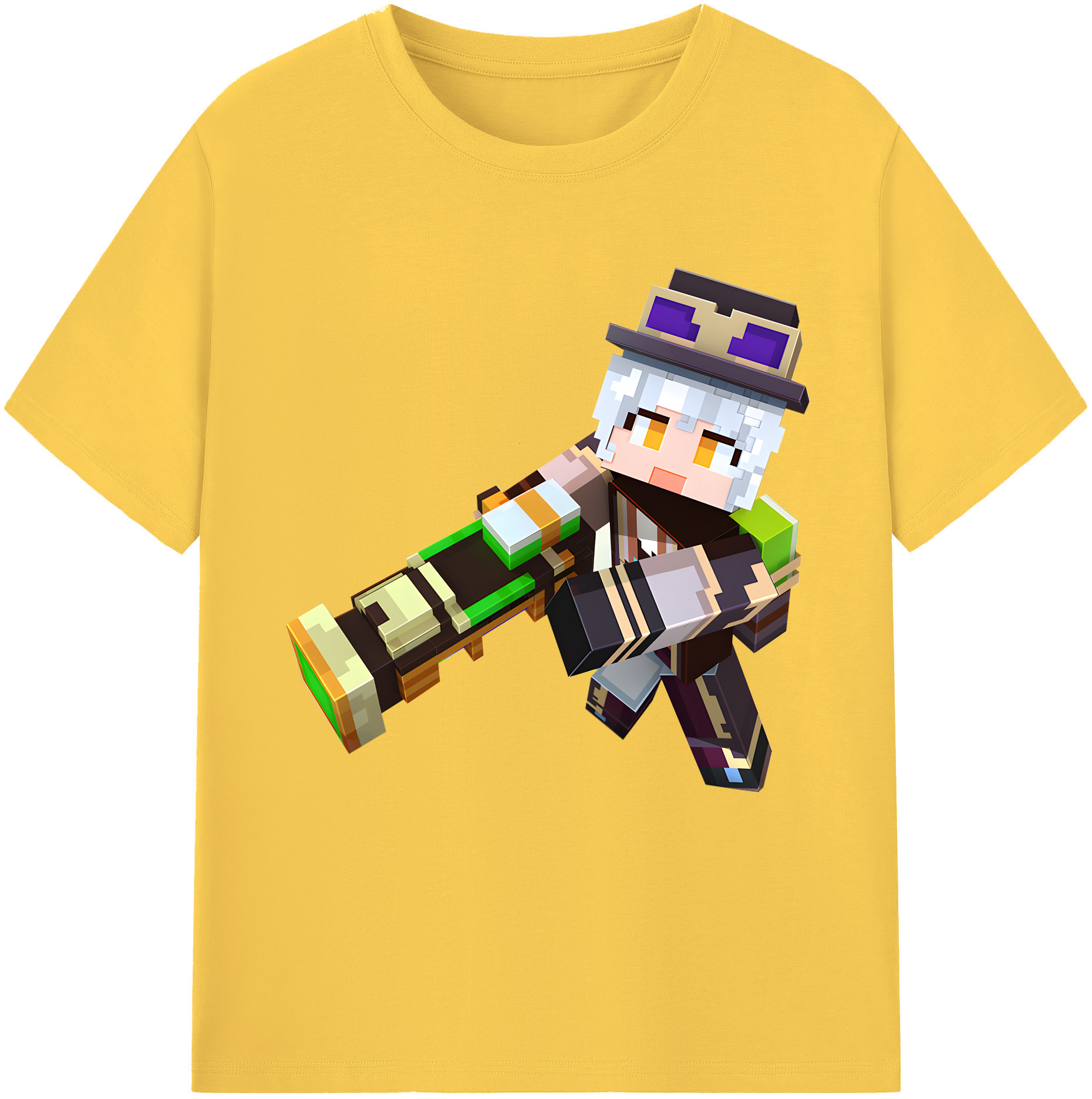 （画像用） マインクラフト ブロックの世界 Minecraft MC Block world 綿100％半袖Tシャツ（フロントプリント）