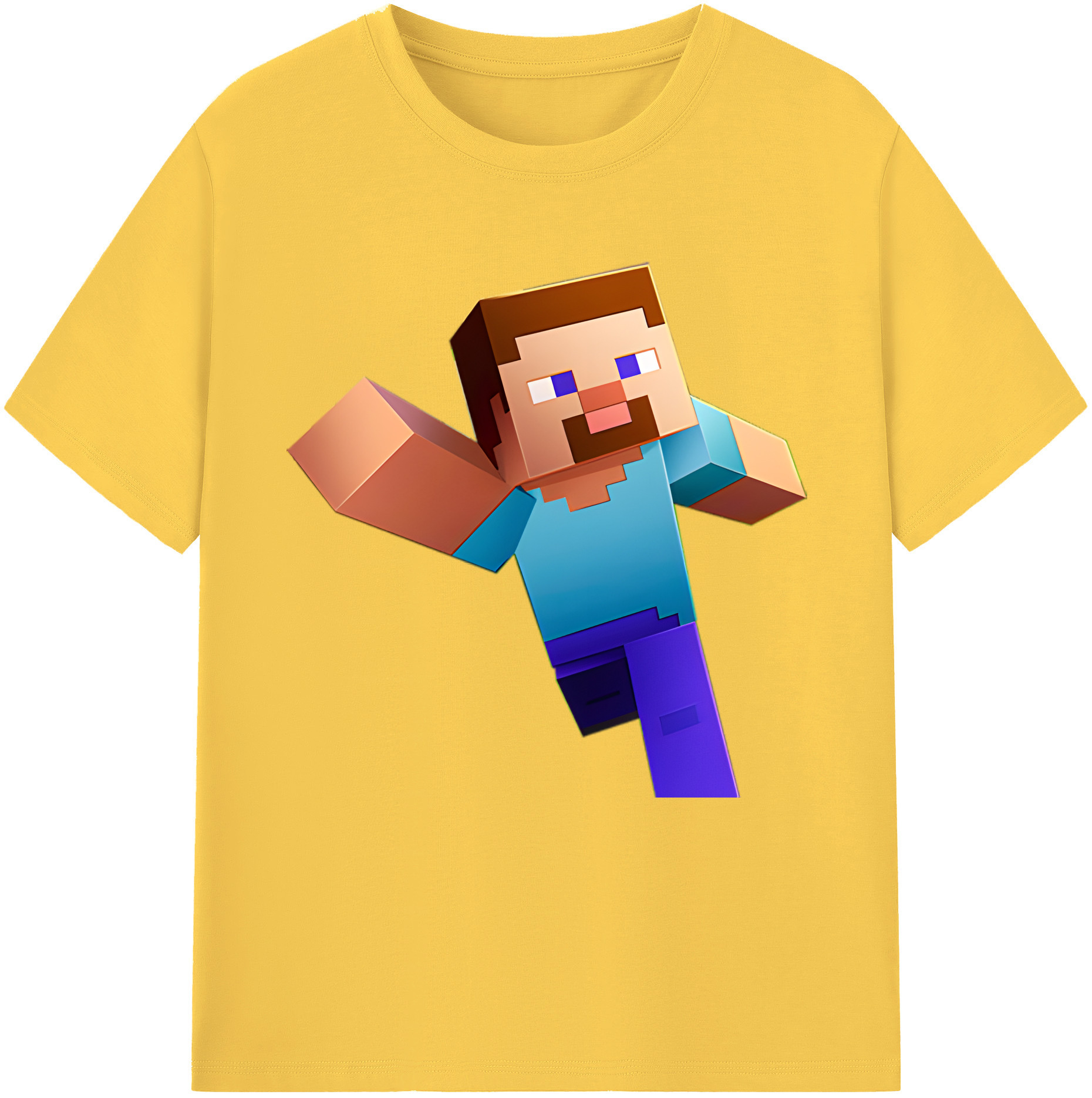 （画像用） マインクラフト ブロックの世界 Minecraft MC Block world 綿100％半袖Tシャツ（フロントプリント）