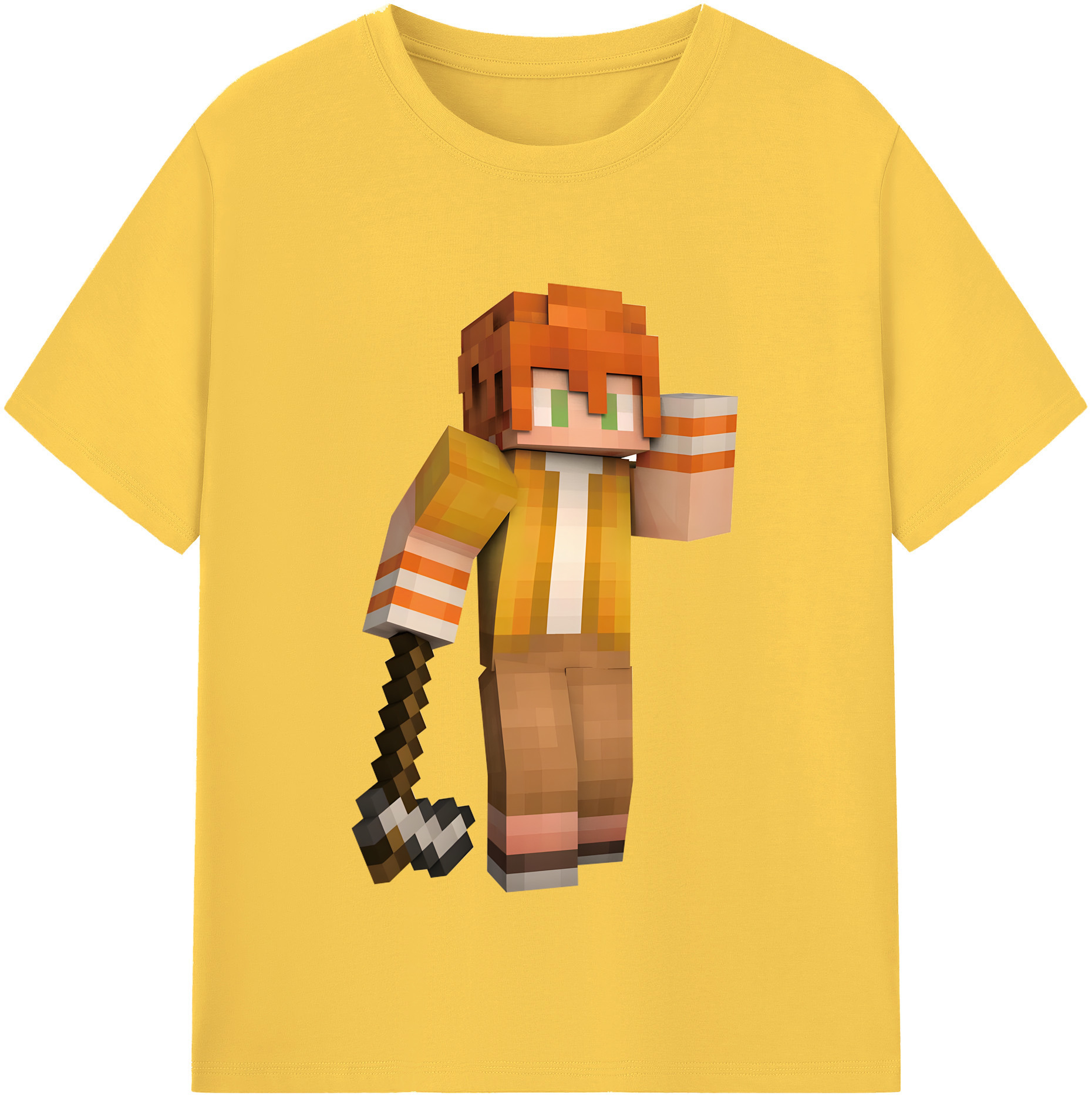 （画像用） マインクラフト ブロックの世界 Minecraft MC Block world 綿100％半袖Tシャツ（フロントプリント）