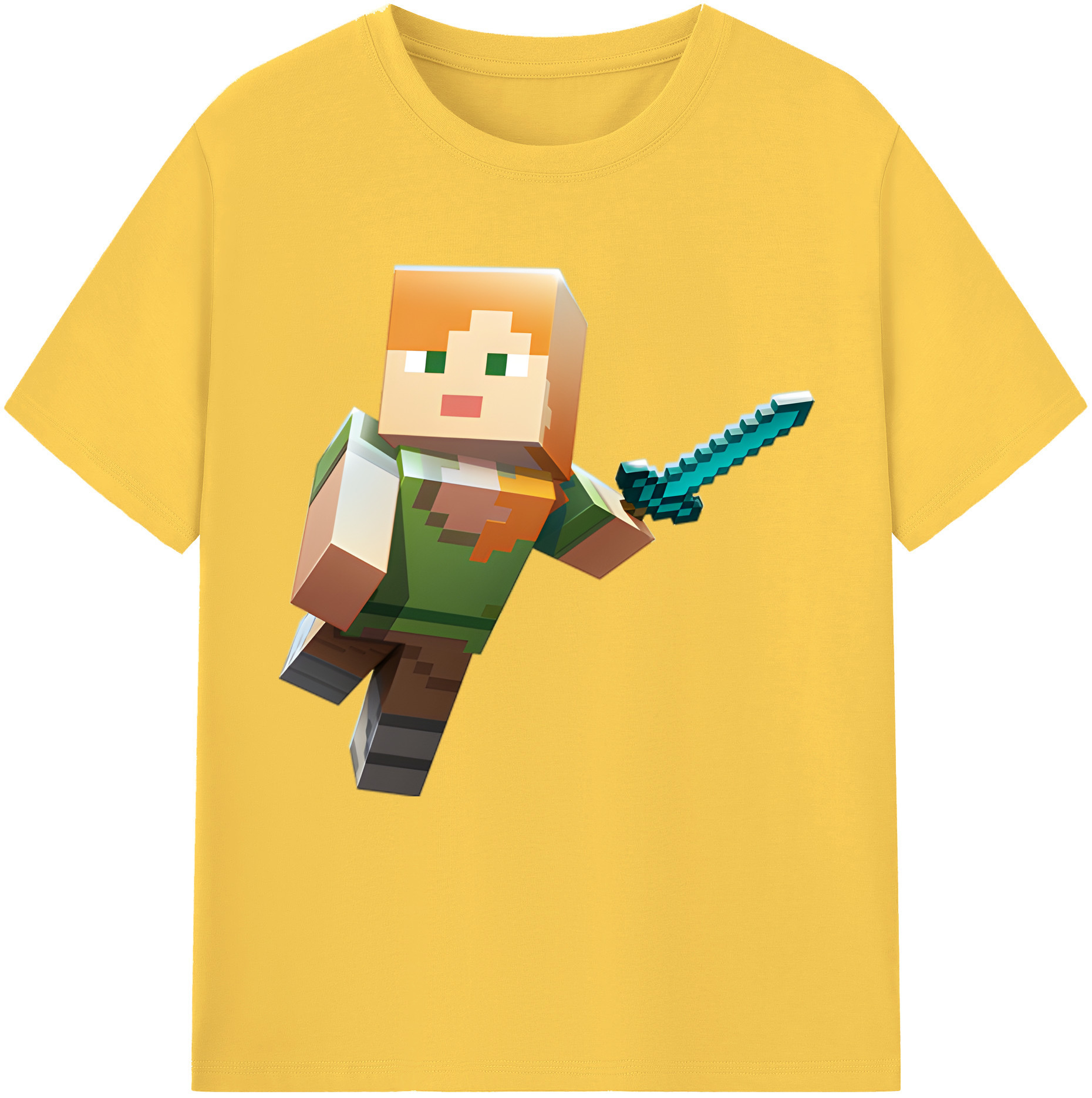 （画像用） マインクラフト ブロックの世界 Minecraft MC Block world 綿100％半袖Tシャツ（フロントプリント）