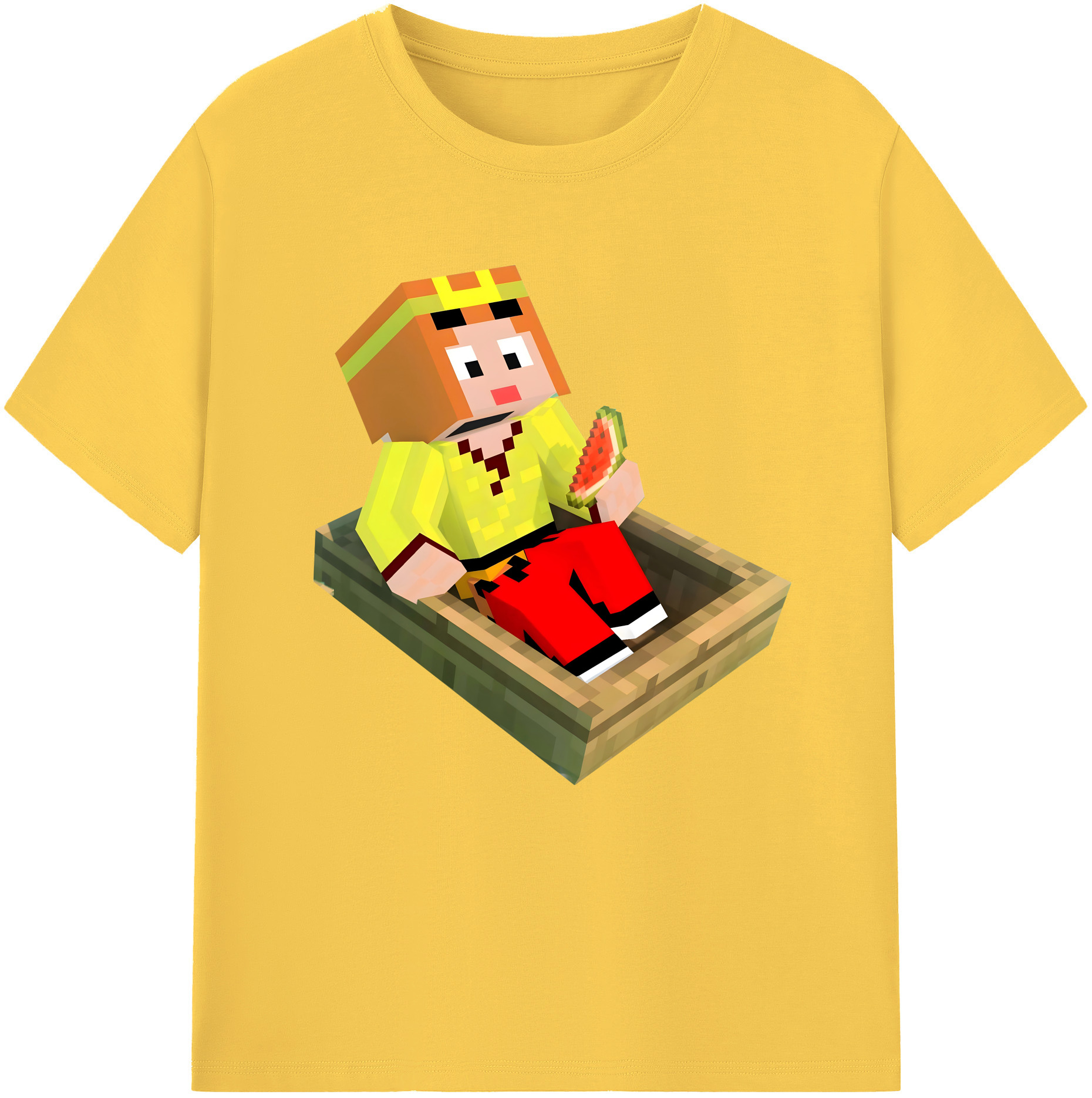 （画像用） マインクラフト ブロックの世界 Minecraft MC Block world 綿100％半袖Tシャツ（フロントプリント）