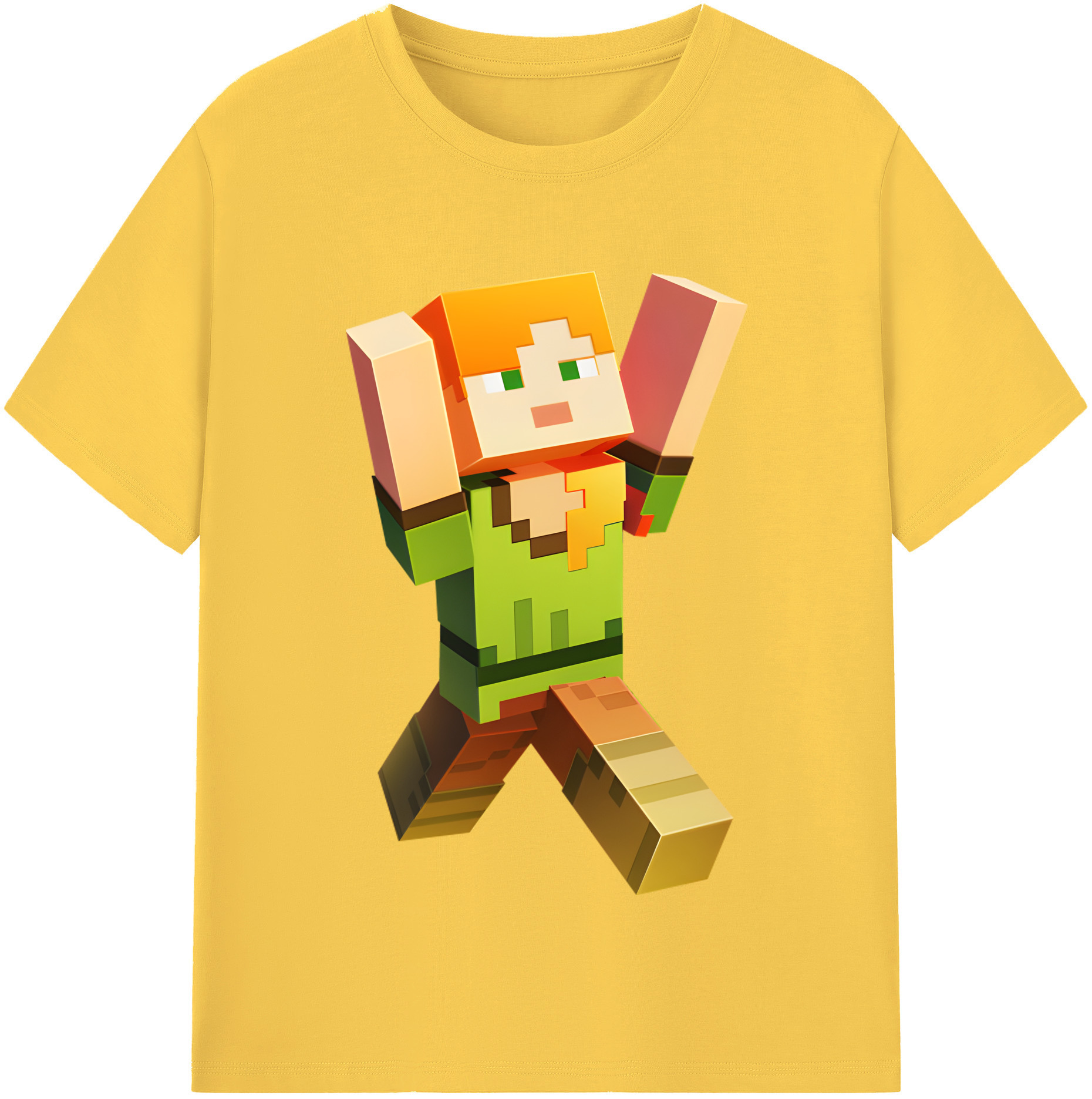 （画像用） マインクラフト ブロックの世界 Minecraft MC Block world 綿100％半袖Tシャツ（フロントプリント）