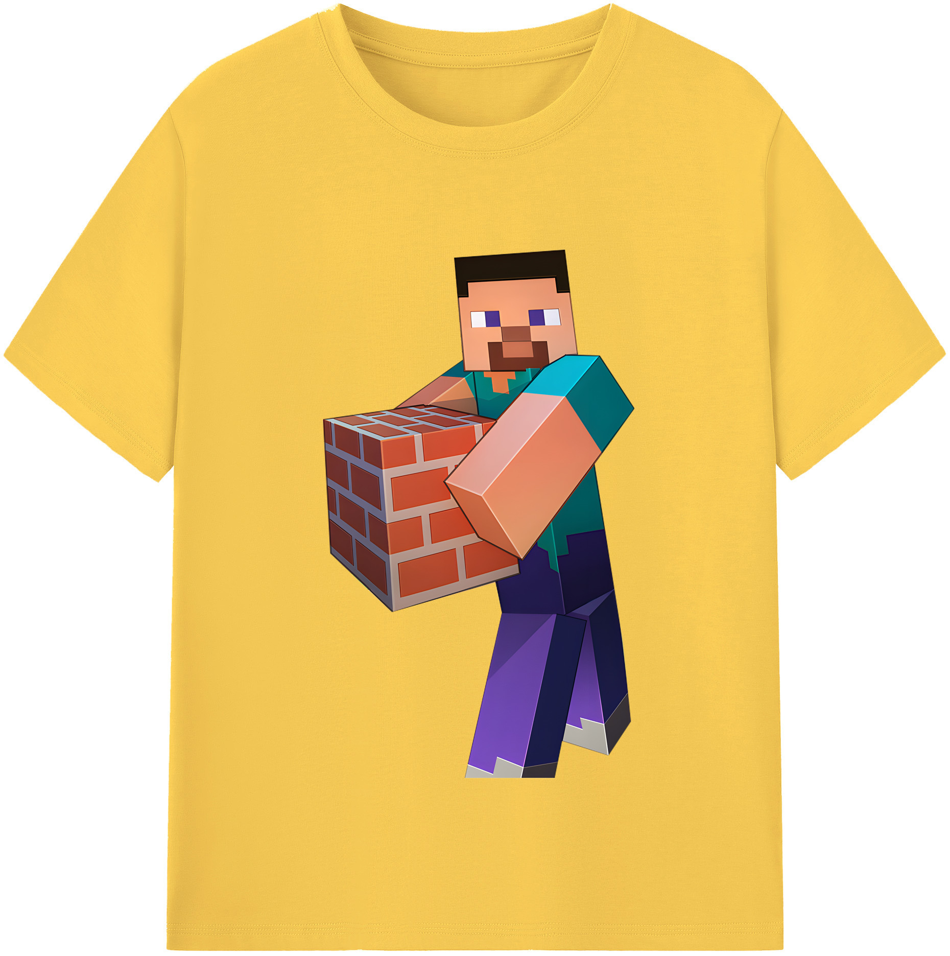 （画像用） マインクラフト ブロックの世界 Minecraft MC Block world 綿100％半袖Tシャツ（フロントプリント）