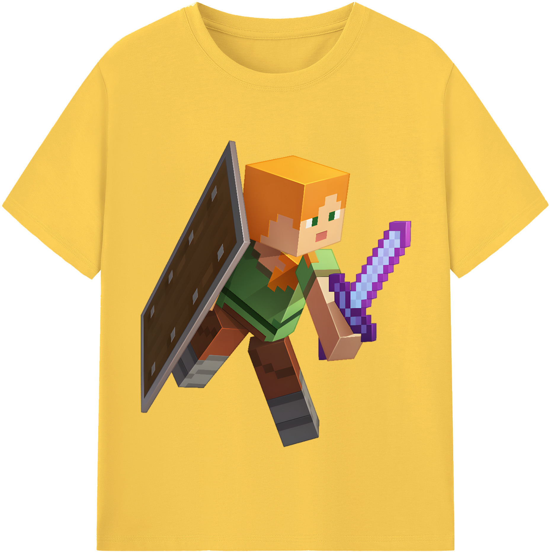 （画像用） マインクラフト ブロックの世界 Minecraft MC Block world 綿100％半袖Tシャツ（フロントプリント）