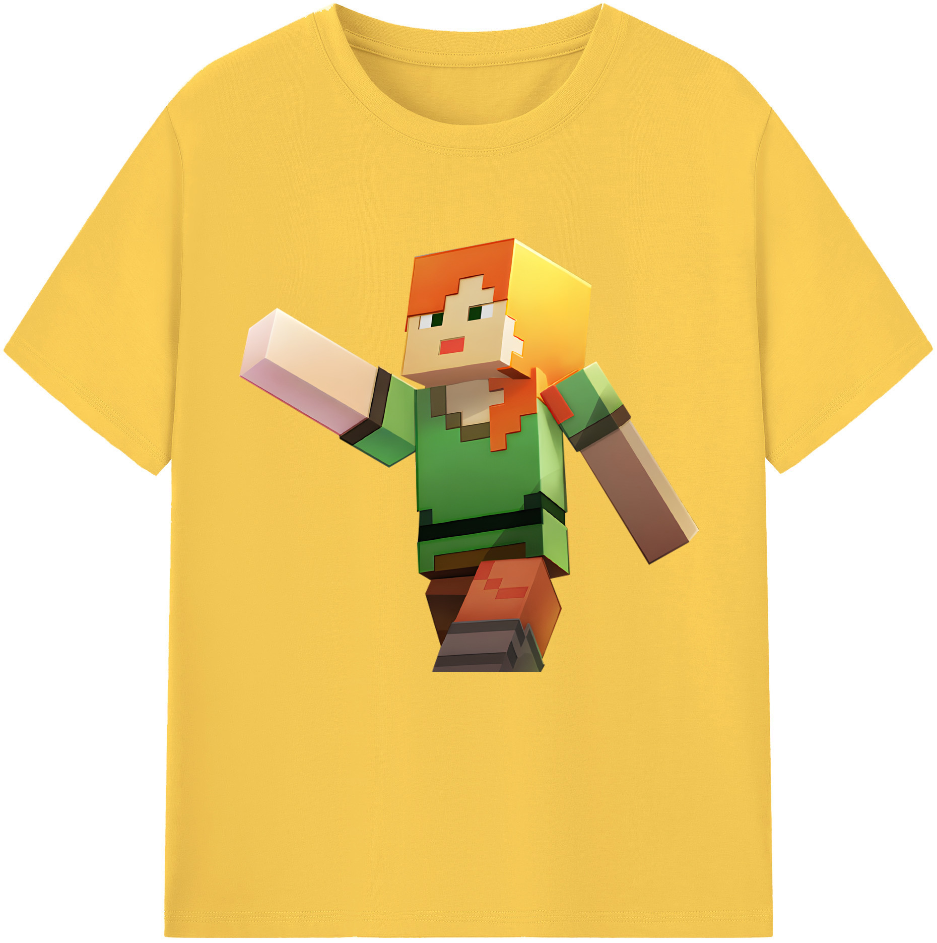 （画像用） マインクラフト ブロックの世界 Minecraft MC Block world 綿100％半袖Tシャツ（フロントプリント）