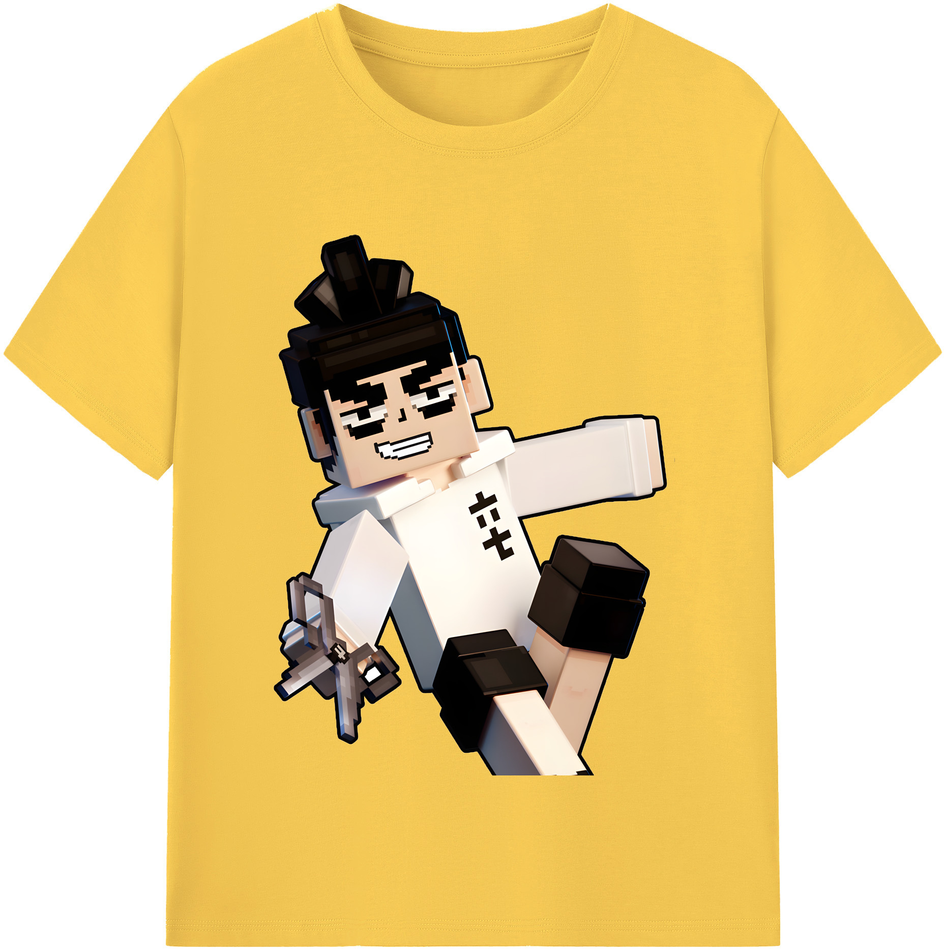（画像用） マインクラフト ブロックの世界 Minecraft MC Block world 綿100％半袖Tシャツ（フロントプリント）