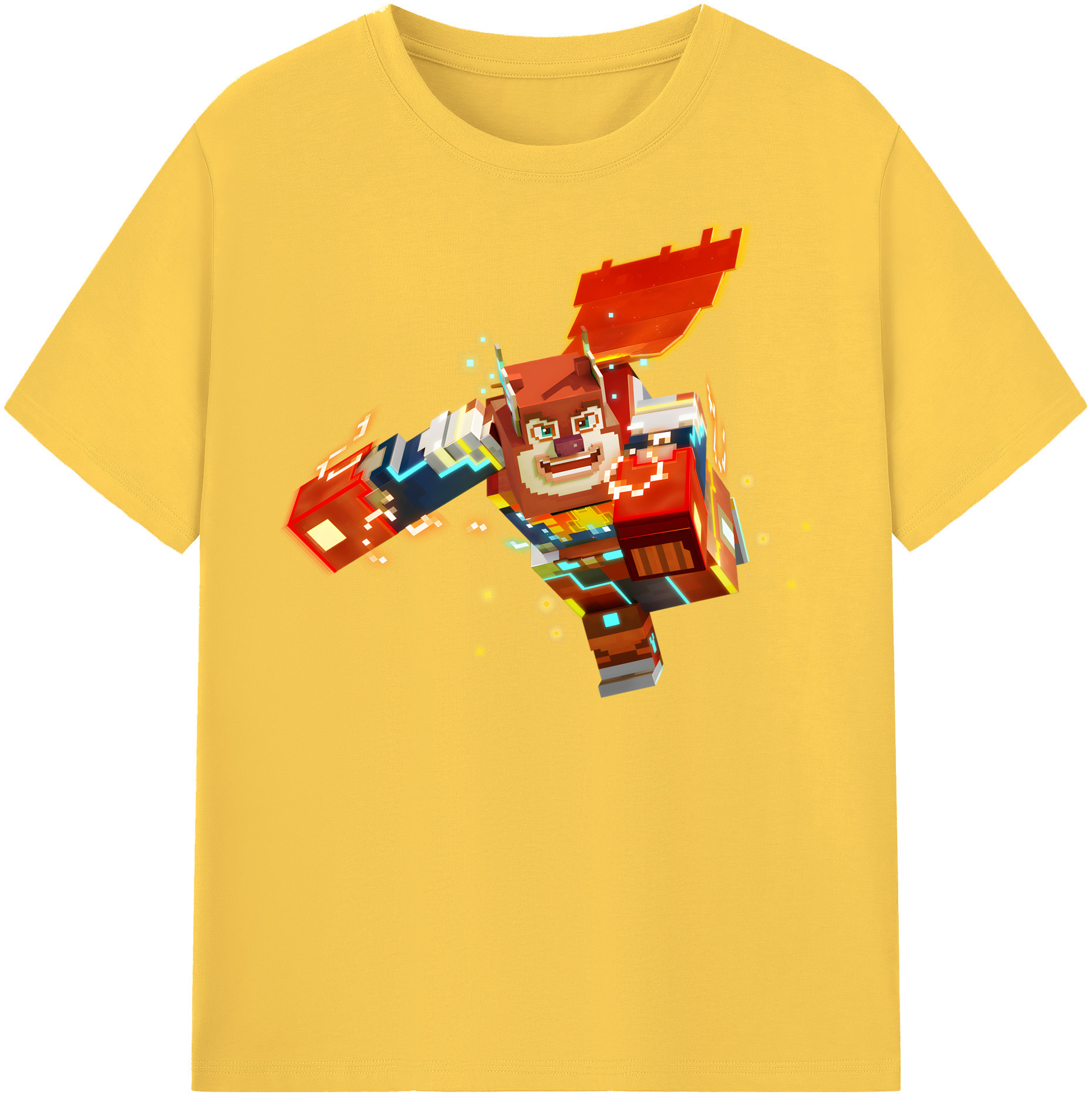 （画像用） マインクラフト ブロックの世界 Minecraft MC Block world 綿100％半袖Tシャツ（フロントプリント）