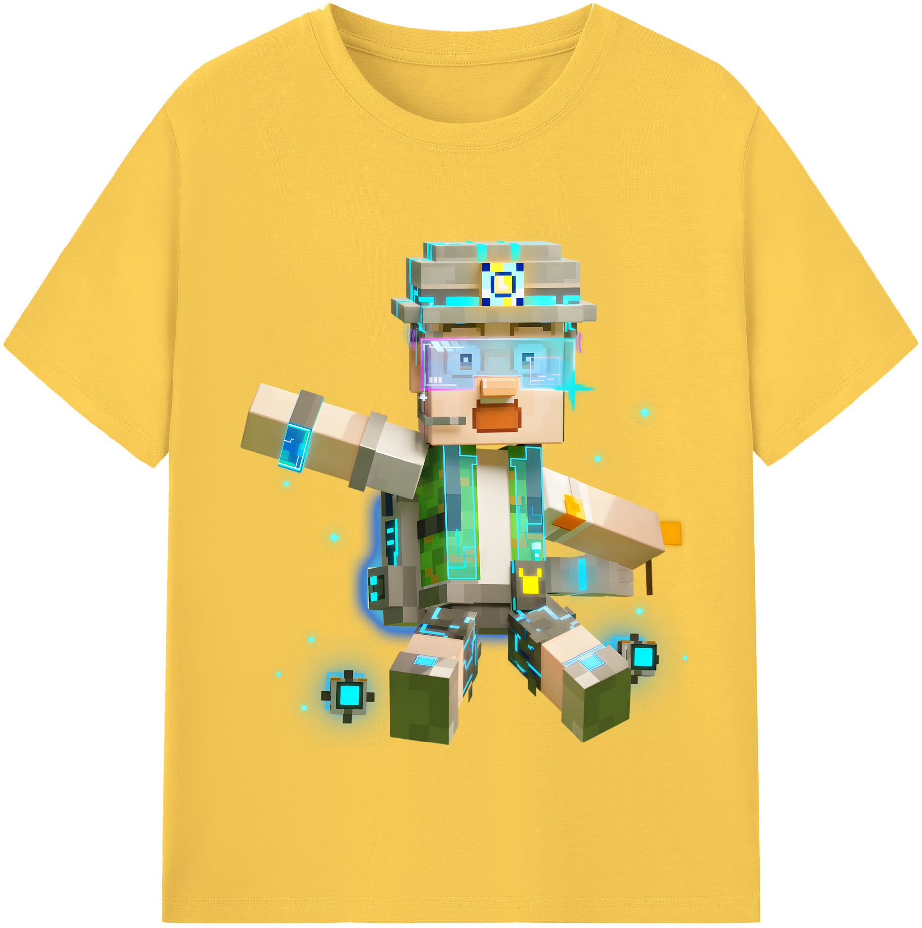 （画像用） マインクラフト ブロックの世界 Minecraft MC Block world 綿100％半袖Tシャツ（フロントプリント）