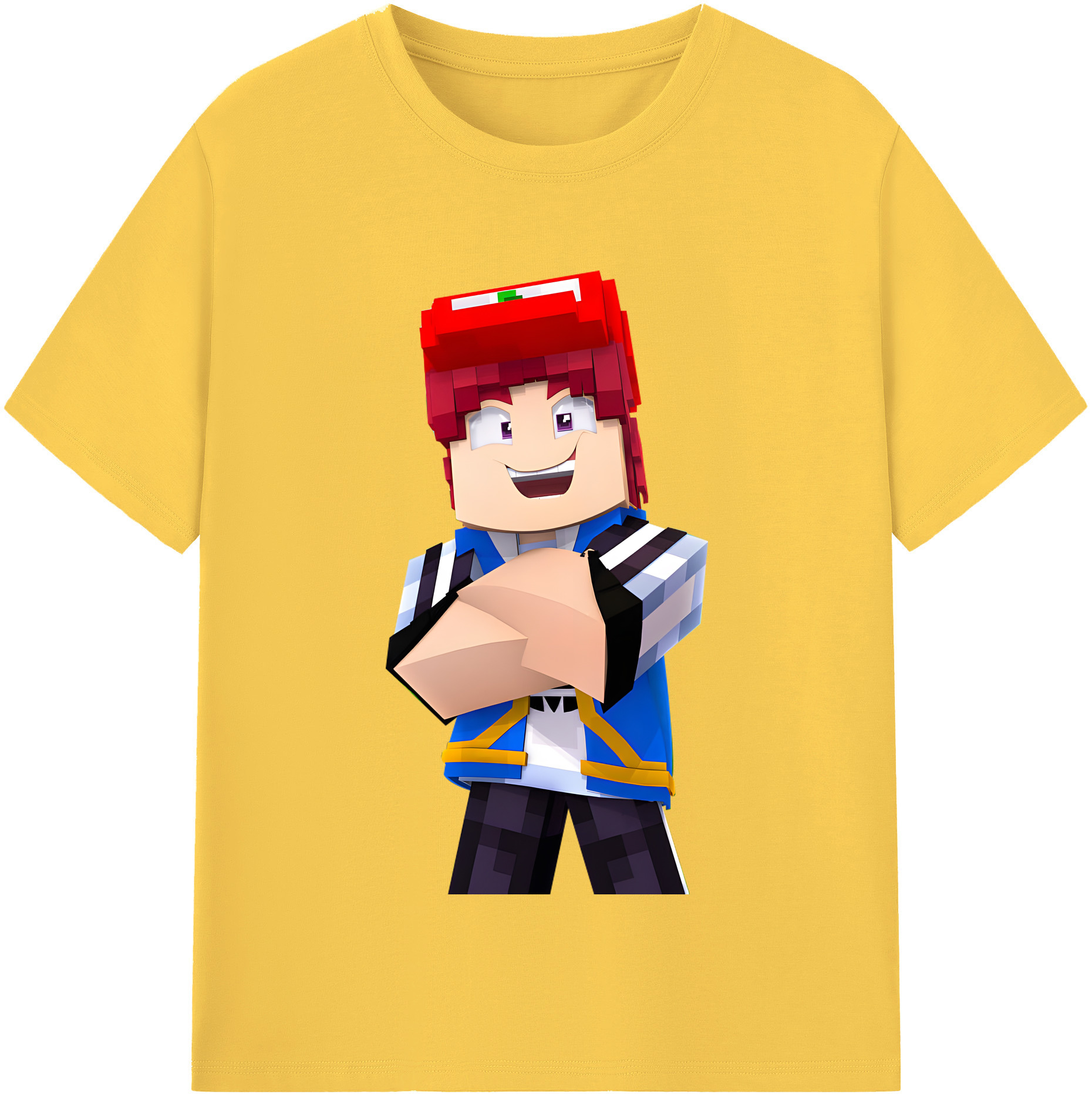 （画像用） マインクラフト ブロックの世界 Minecraft MC Block world 綿100％半袖Tシャツ（フロントプリント）