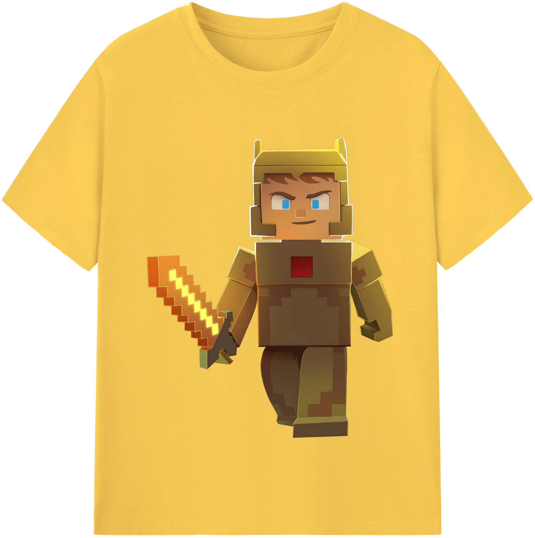 （画像用） マインクラフト ブロックの世界 Minecraft MC Block world 綿100％半袖Tシャツ（フロントプリント）