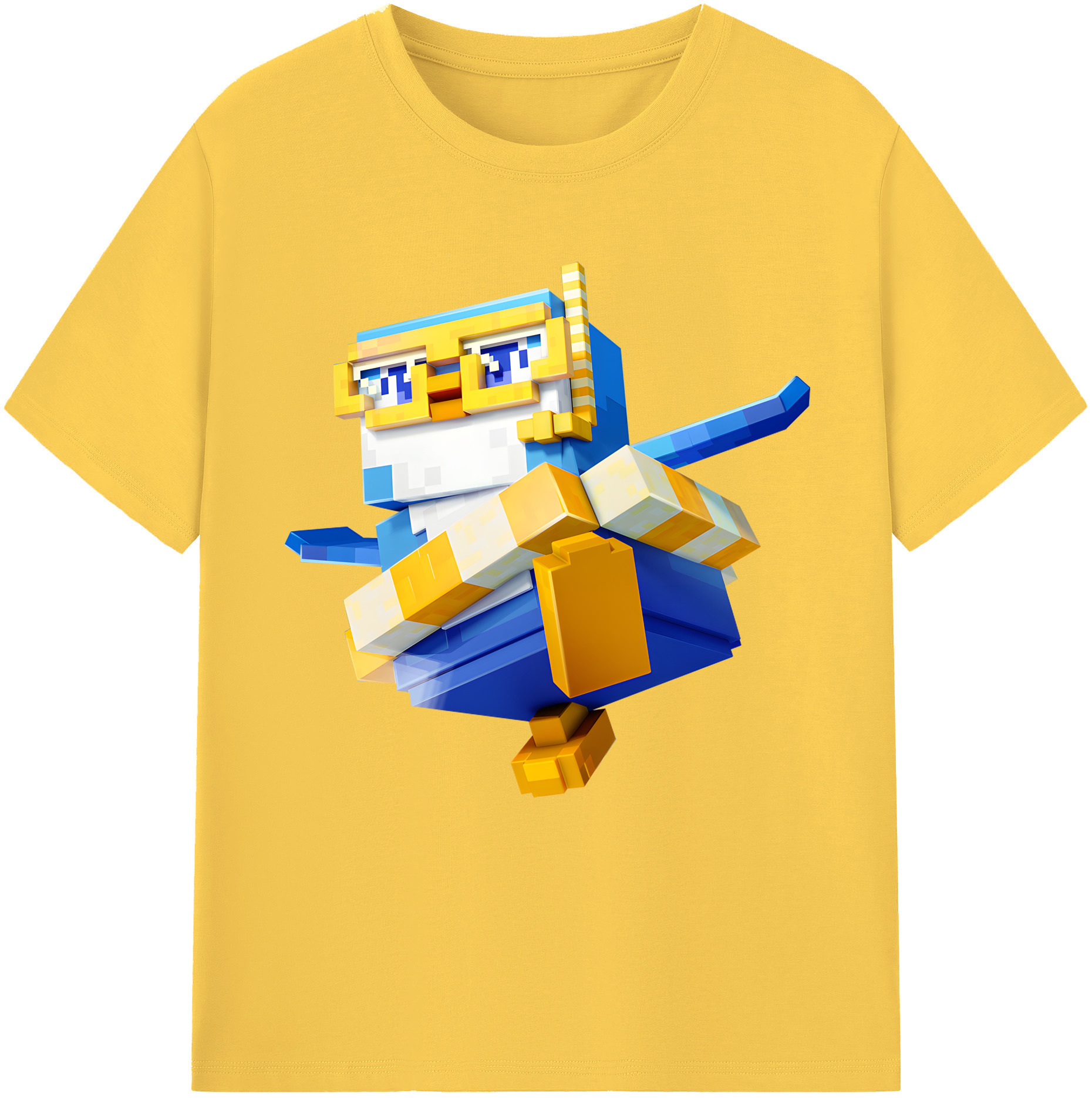 （画像用） マインクラフト ブロックの世界 Minecraft MC Block world 綿100％半袖Tシャツ（フロントプリント）