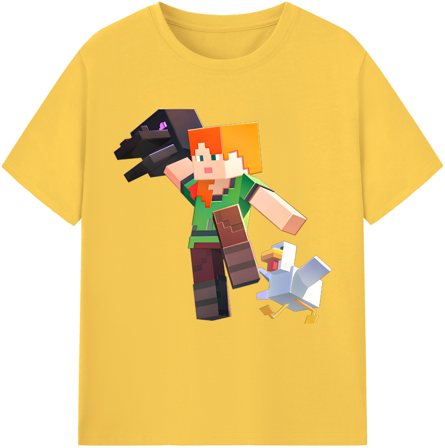 （画像用） マインクラフト ブロックの世界 Minecraft MC Block world 綿100％半袖Tシャツ（フロントプリント）