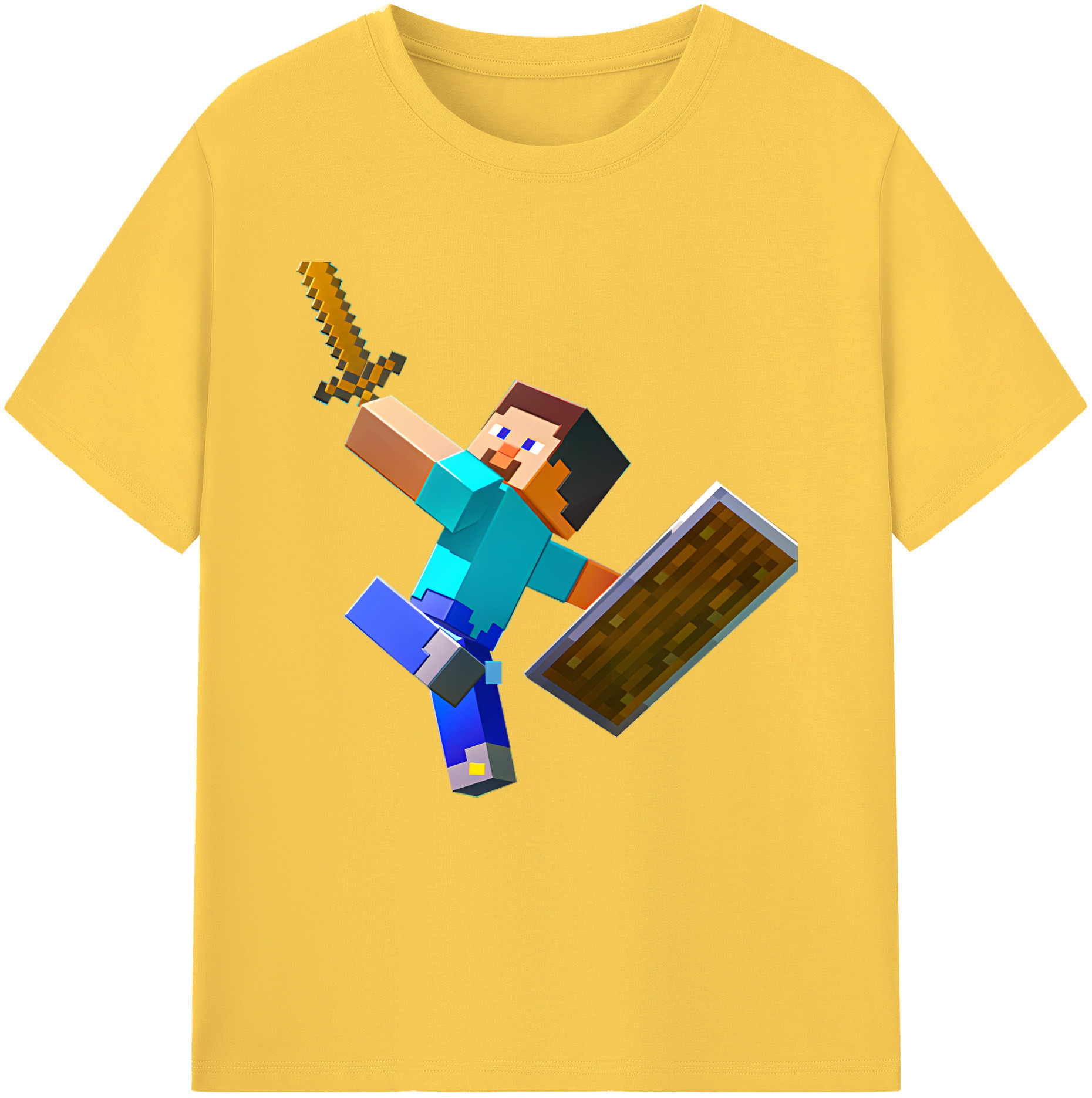 （画像用） マインクラフト ブロックの世界 Minecraft MC Block world 綿100％半袖Tシャツ（フロントプリント）
