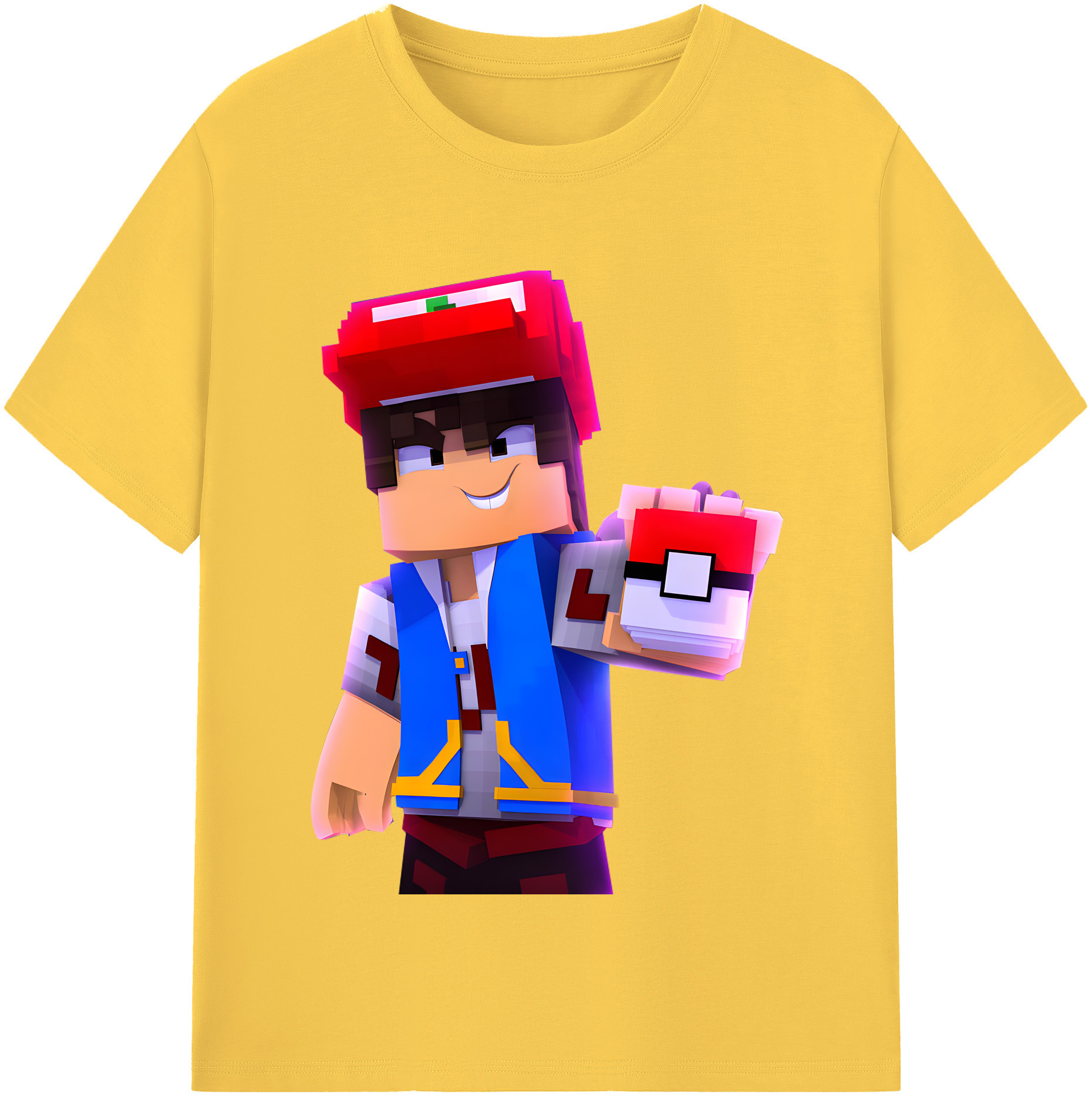 （画像用） マインクラフト ブロックの世界 Minecraft MC Block world 綿100％半袖Tシャツ（フロントプリント）