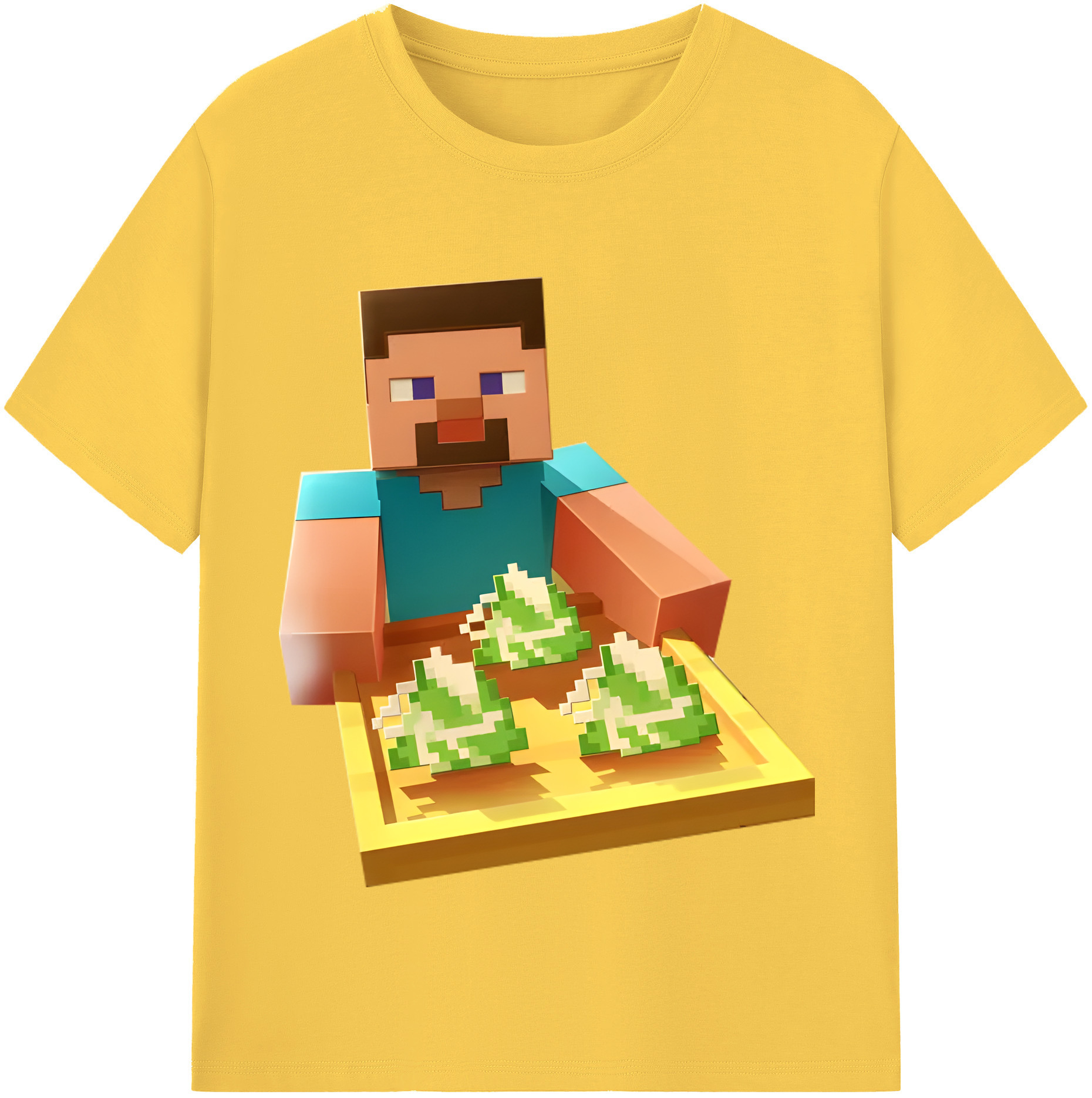 （画像用） マインクラフト ブロックの世界 Minecraft MC Block world 綿100％半袖Tシャツ（フロントプリント）
