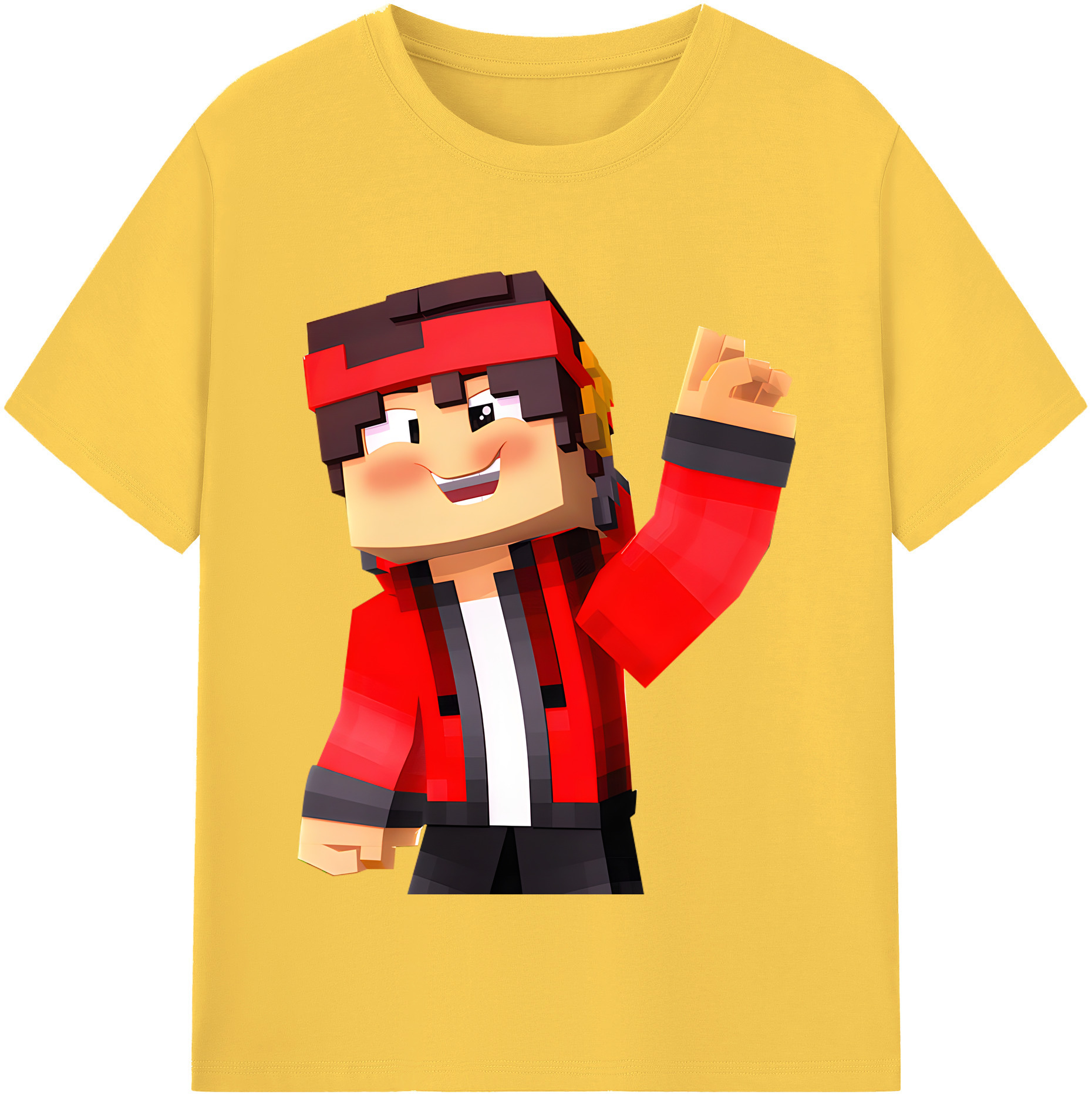 （画像用） マインクラフト ブロックの世界 Minecraft MC Block world 綿100％半袖Tシャツ（フロントプリント）