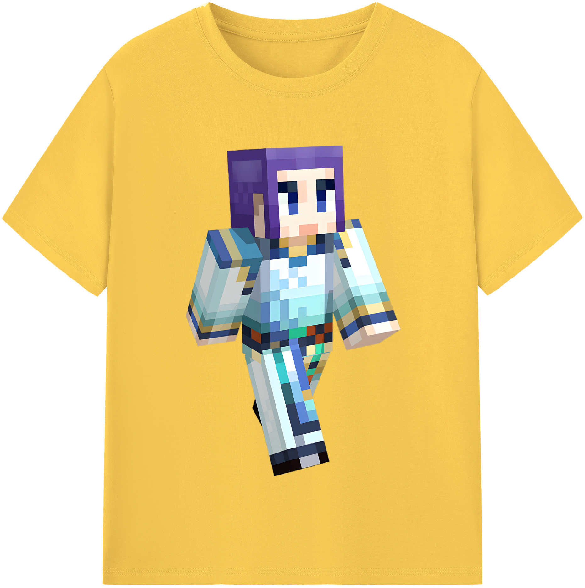 （画像用） マインクラフト ブロックの世界 Minecraft MC Block world 綿100％半袖Tシャツ（フロントプリント）