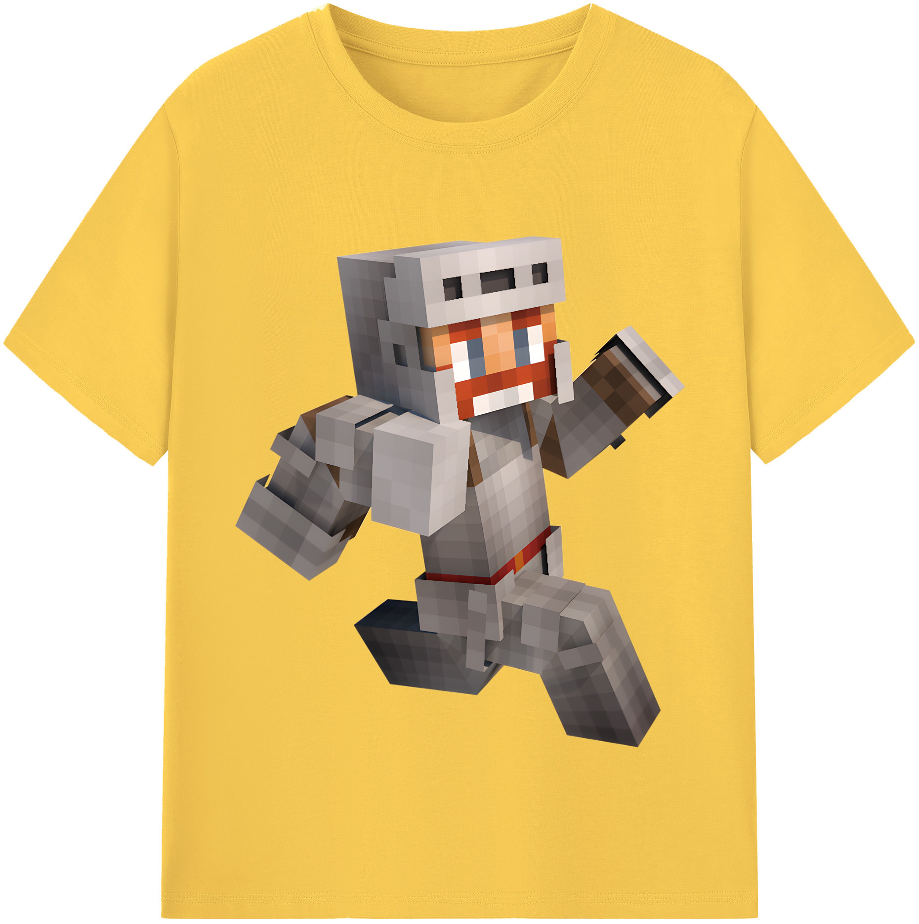 （画像用） マインクラフト ブロックの世界 Minecraft MC Block world 綿100％半袖Tシャツ（フロントプリント）