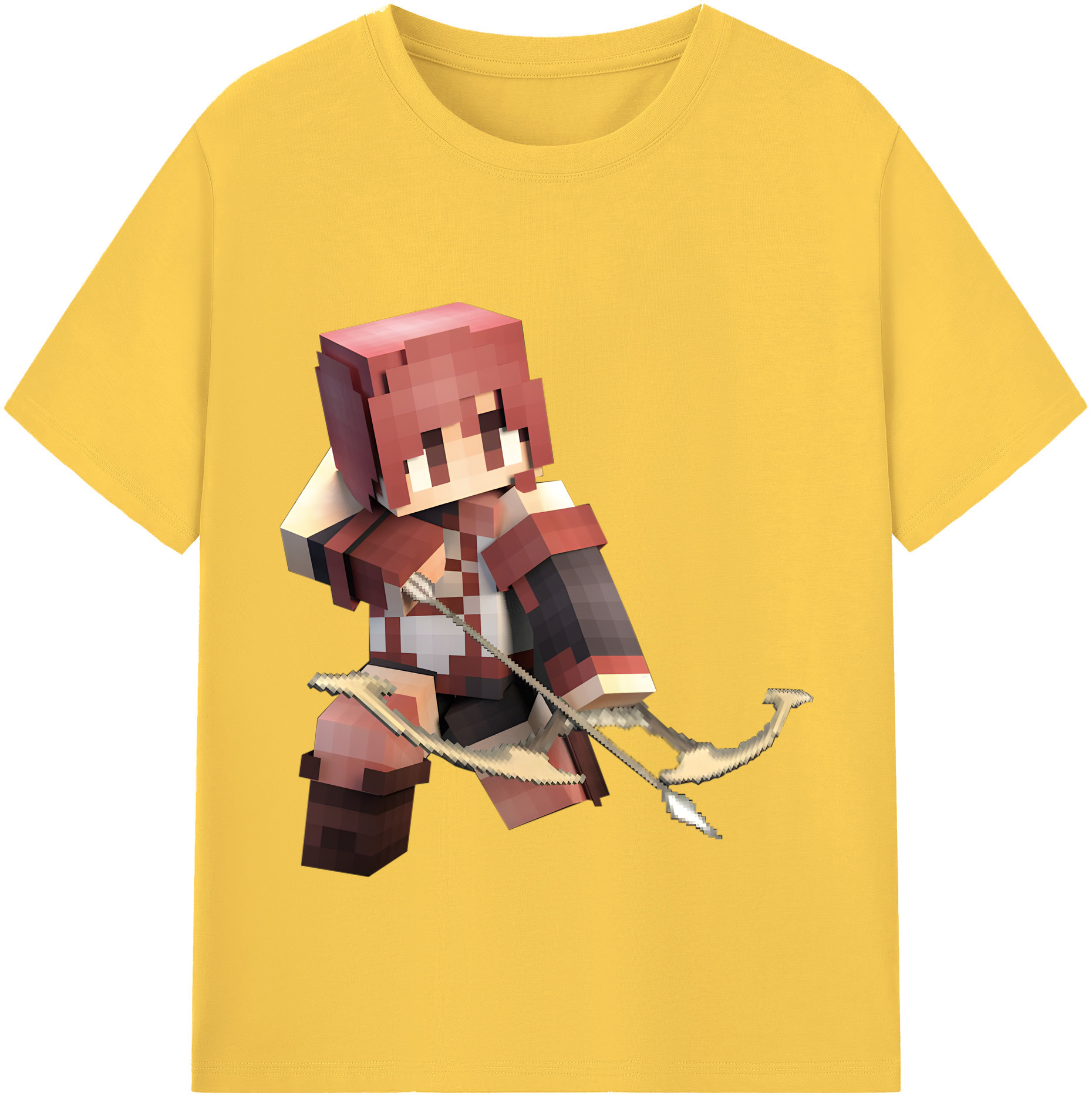 （画像用） マインクラフト ブロックの世界 Minecraft MC Block world 綿100％半袖Tシャツ（フロントプリント）