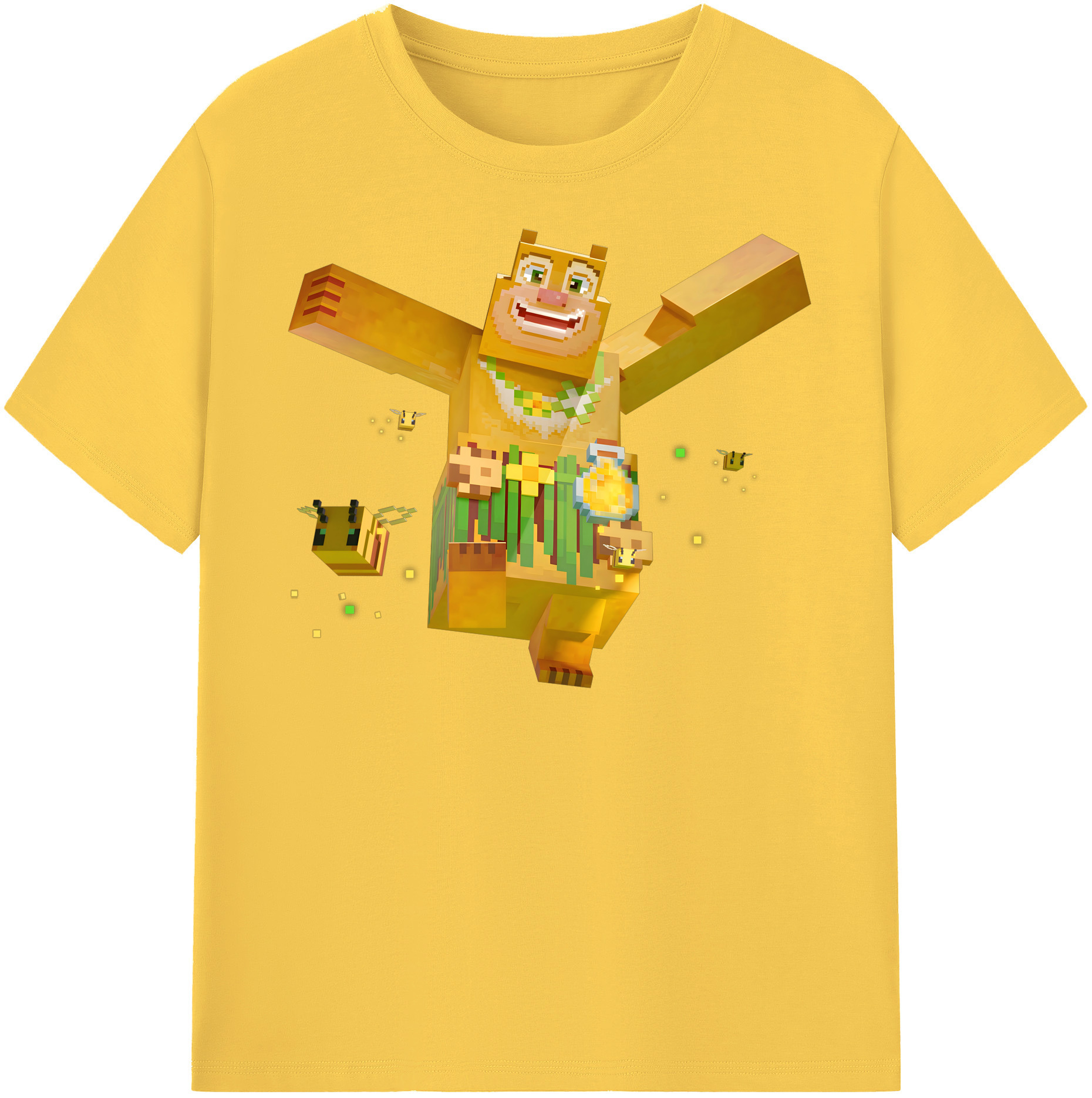 （画像用） マインクラフト ブロックの世界 Minecraft MC Block world 綿100％半袖Tシャツ（フロントプリント）