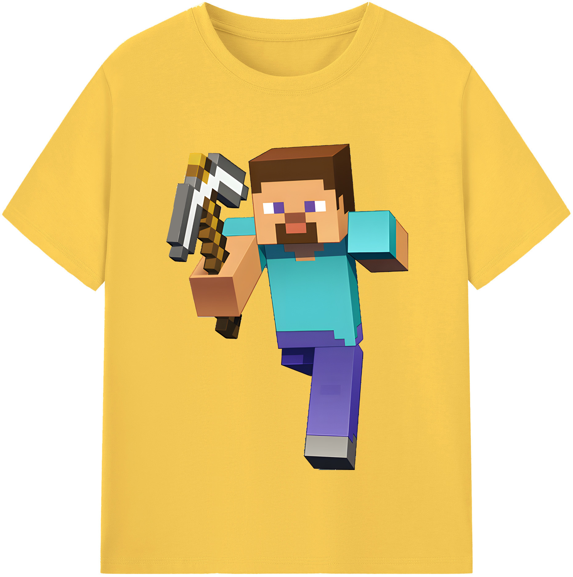 （画像用） マインクラフト ブロックの世界 Minecraft MC Block world 綿100％半袖Tシャツ（フロントプリント）