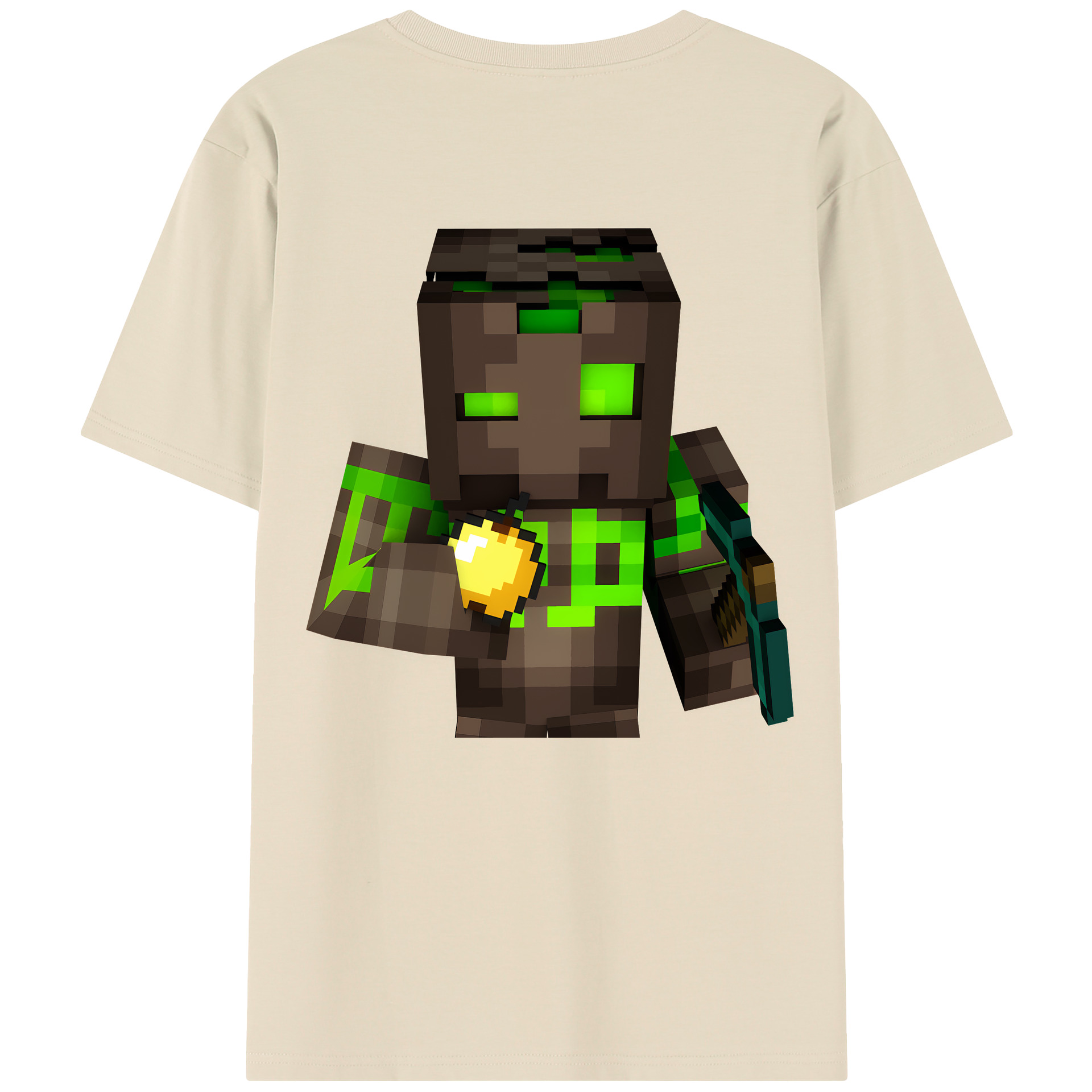 （画像用） マインクラフト ブロックの世界 Minecraft MC Block world 綿100％半袖Tシャツ（背面プリント）