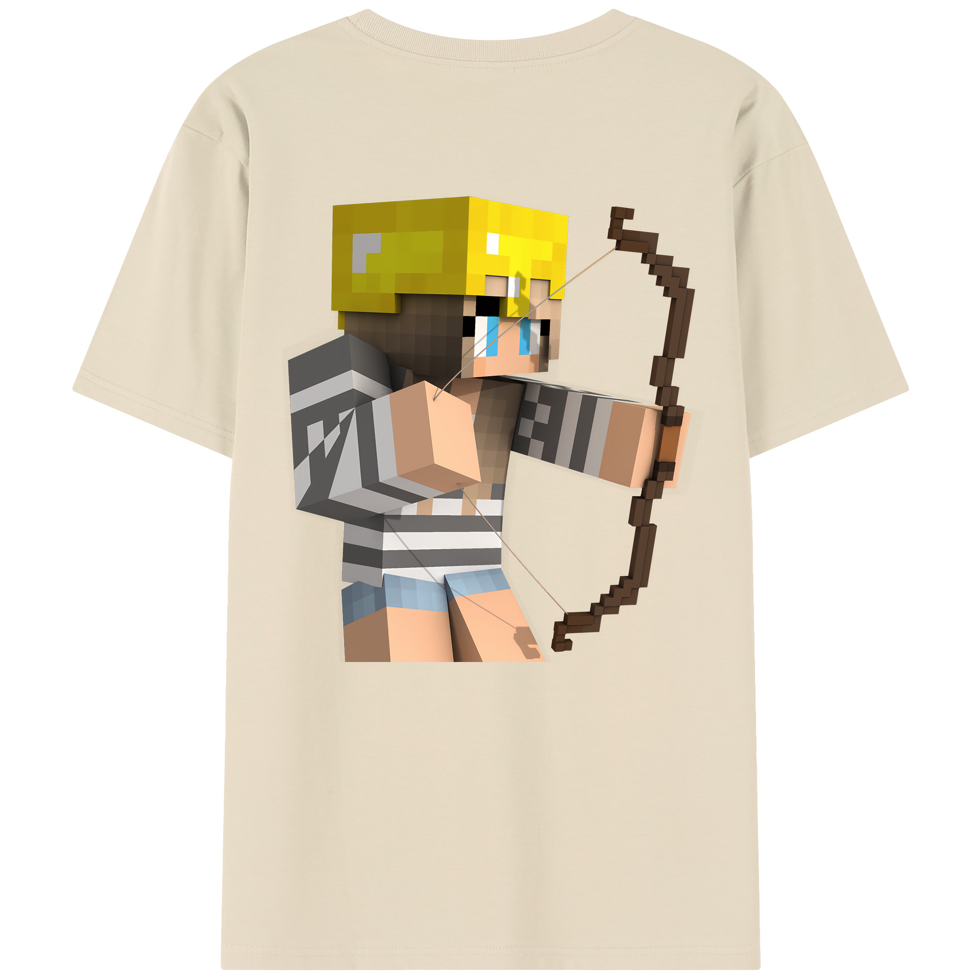 （画像用） マインクラフト ブロックの世界 Minecraft MC Block world 綿100％半袖Tシャツ（背面プリント）