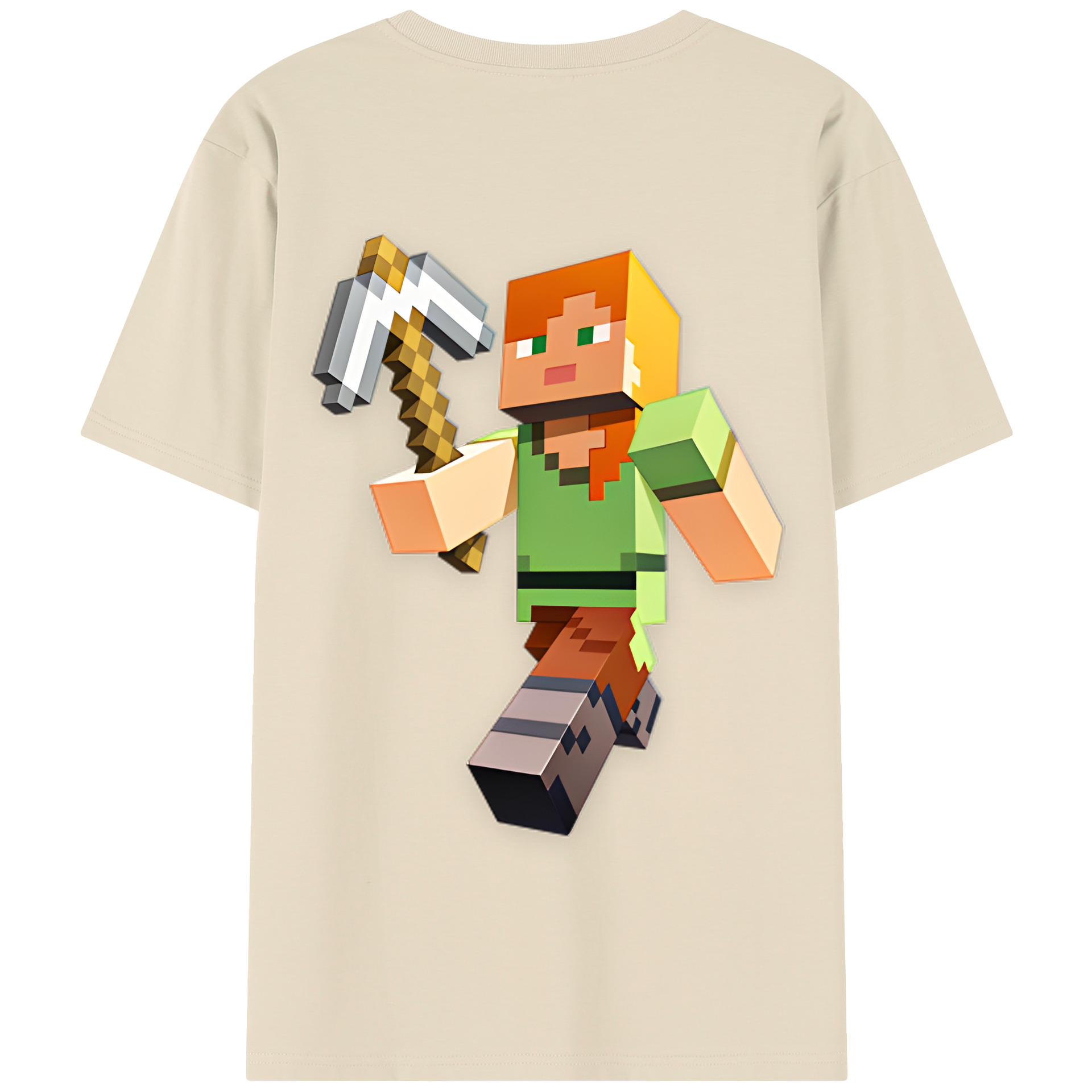 （画像用） マインクラフト ブロックの世界 Minecraft MC Block world 綿100％半袖Tシャツ（背面プリント）