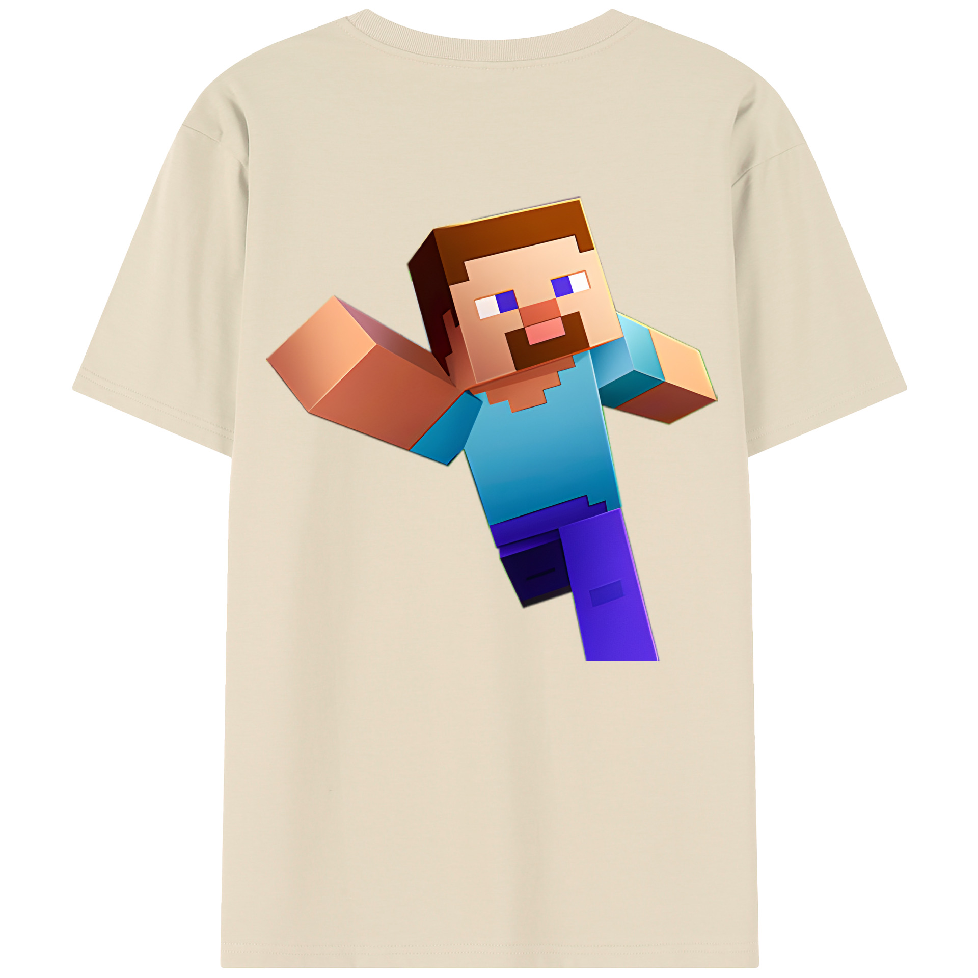 （画像用） マインクラフト ブロックの世界 Minecraft MC Block world 綿100％半袖Tシャツ（背面プリント）