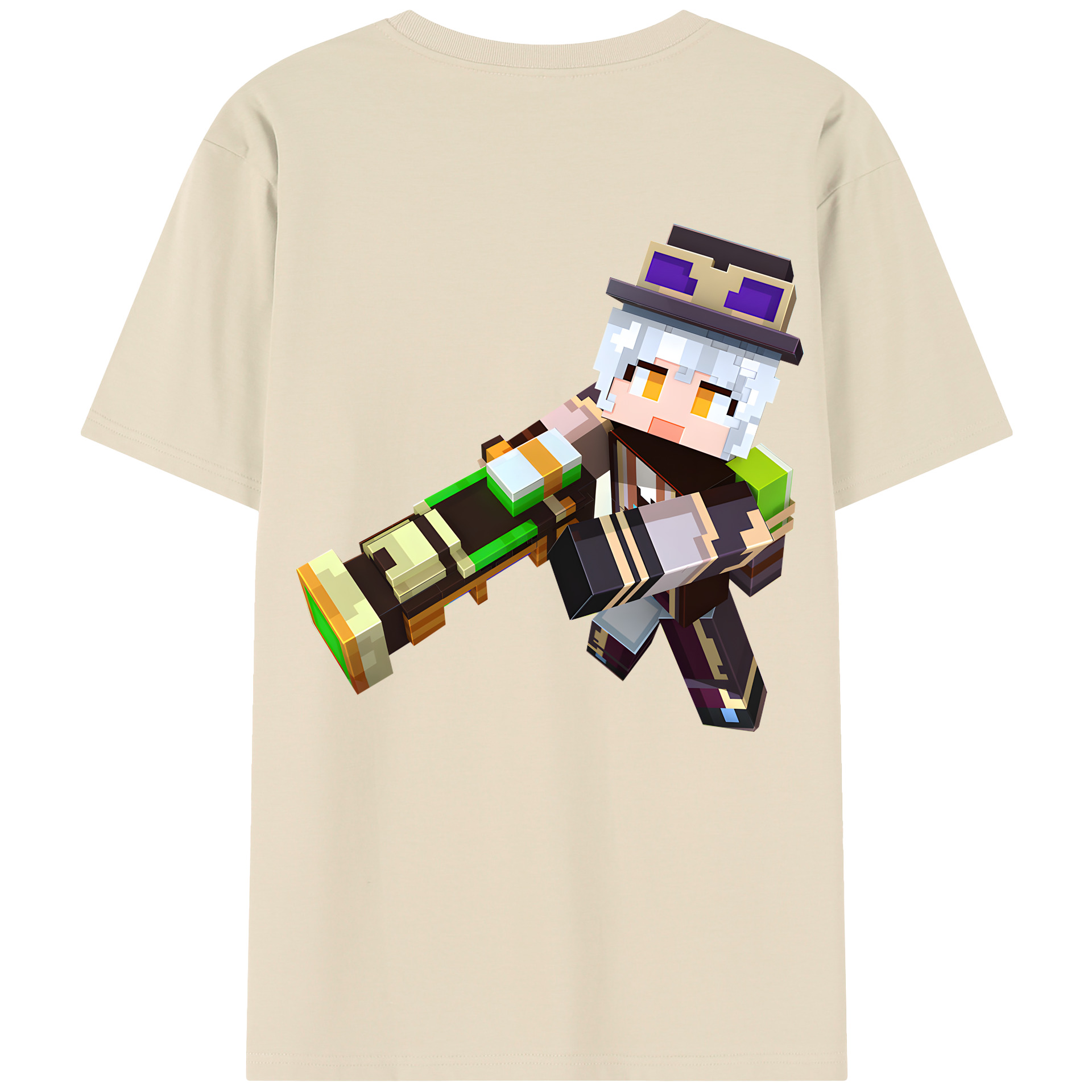 （画像用） マインクラフト ブロックの世界 Minecraft MC Block world 綿100％半袖Tシャツ（背面プリント）