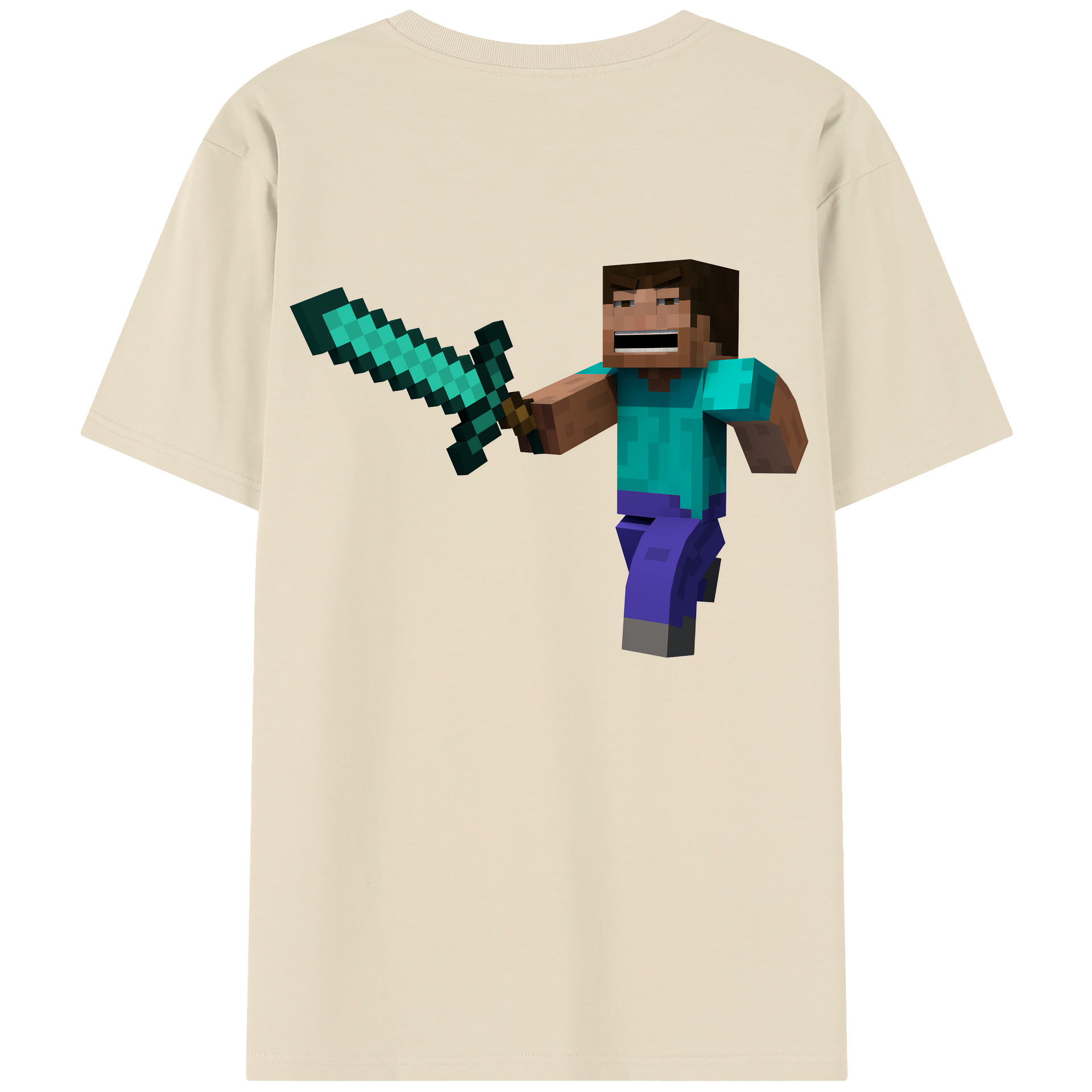 （画像用） マインクラフト ブロックの世界 Minecraft MC Block world 綿100％半袖Tシャツ（背面プリント）