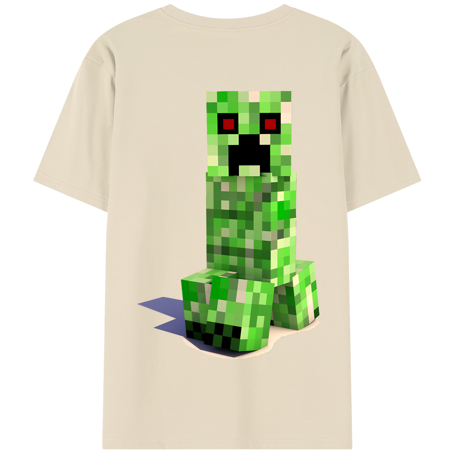 （画像用） マインクラフト ブロックの世界 Minecraft MC Block world 綿100％半袖Tシャツ（背面プリント）