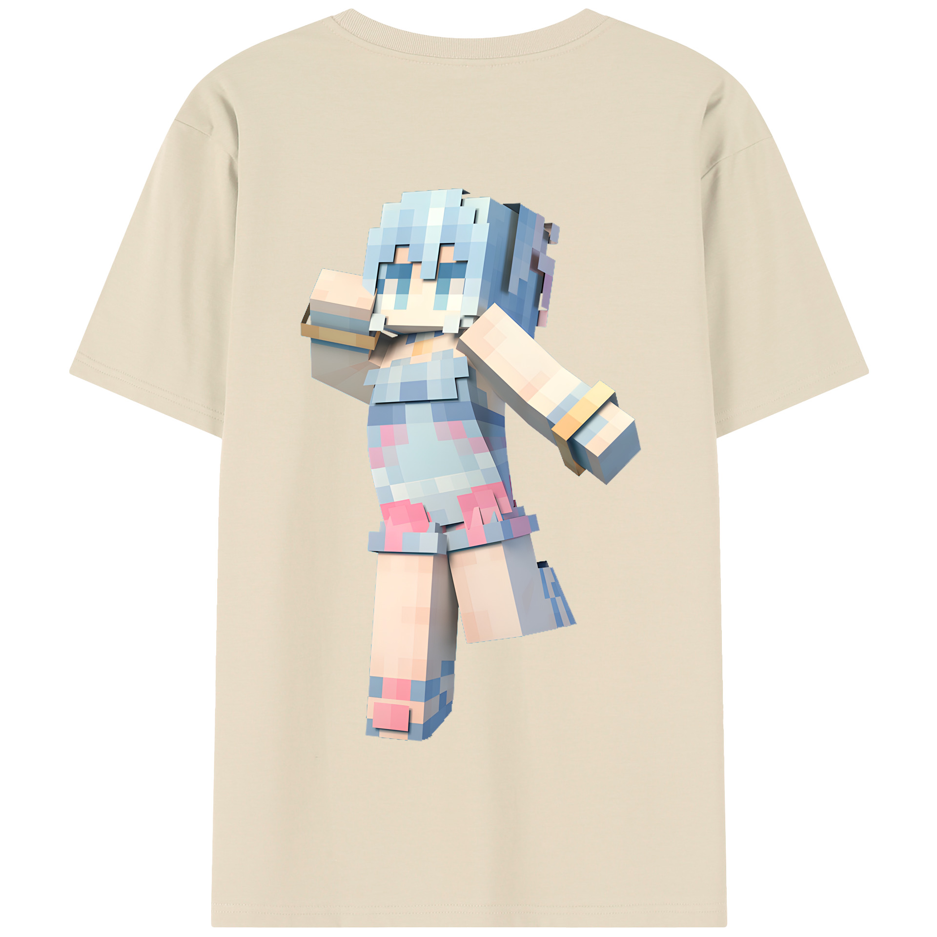 （画像用） マインクラフト ブロックの世界 Minecraft MC Block world 綿100％半袖Tシャツ（背面プリント）