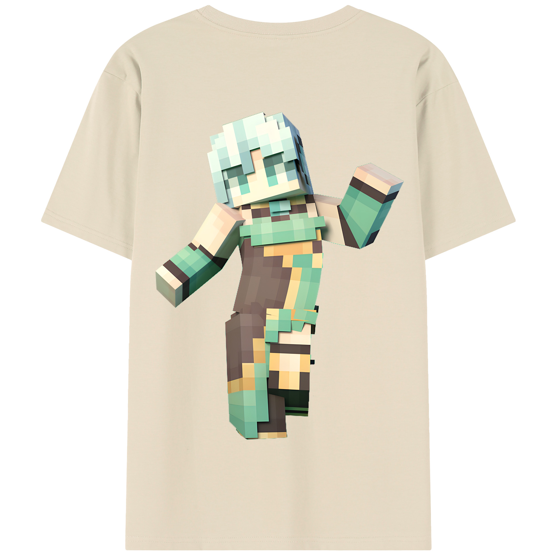 （画像用） マインクラフト ブロックの世界 Minecraft MC Block world 綿100％半袖Tシャツ（背面プリント）