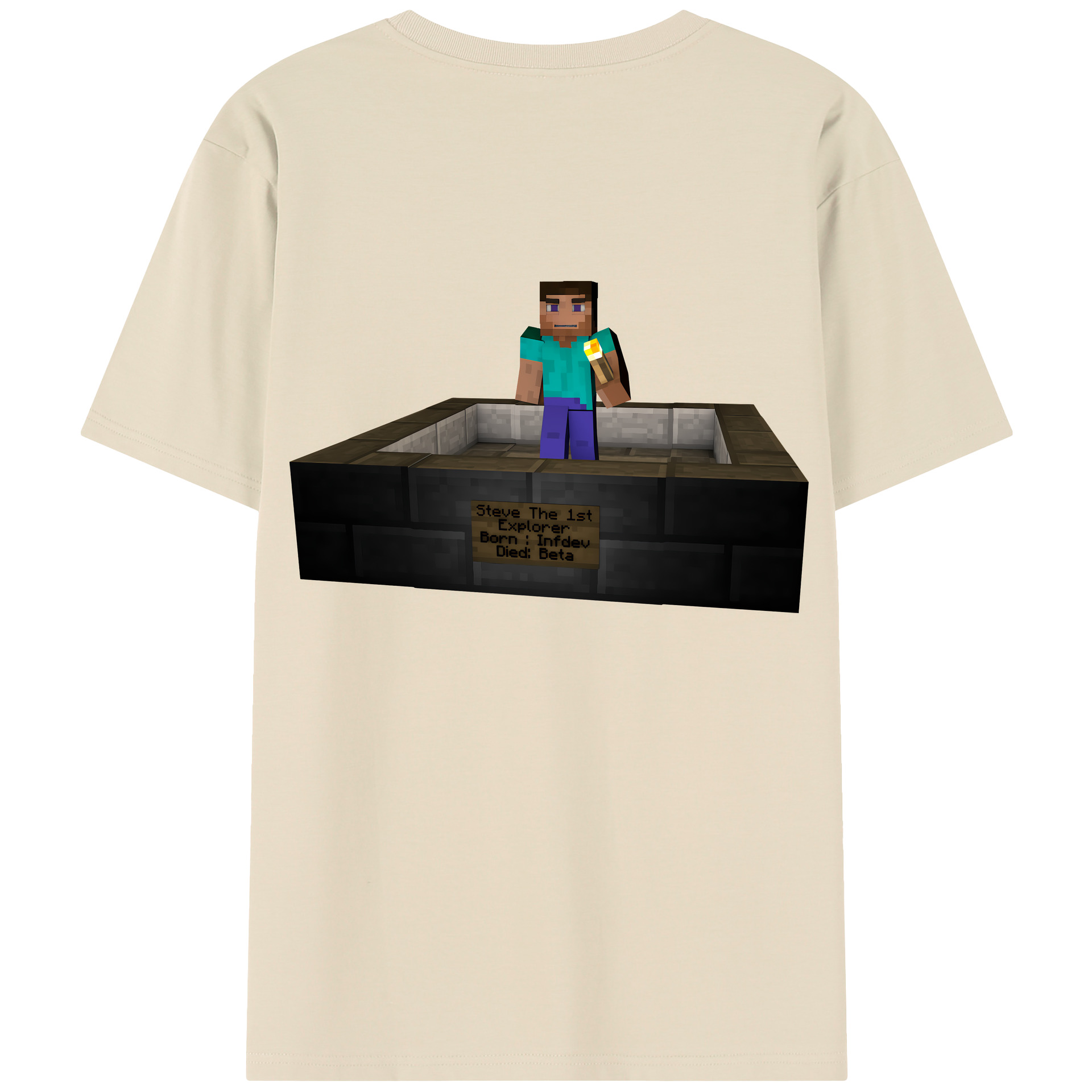 （画像用） マインクラフト ブロックの世界 Minecraft MC Block world 綿100％半袖Tシャツ（背面プリント）