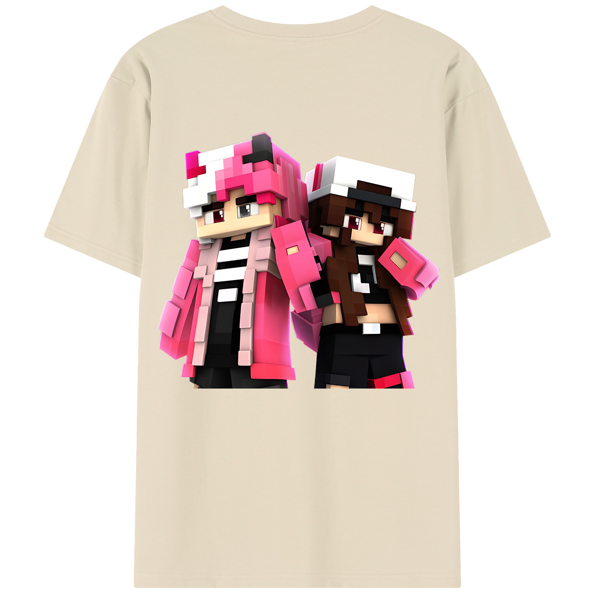 （画像用） マインクラフト ブロックの世界 Minecraft MC Block world 綿100％半袖Tシャツ（背面プリント）