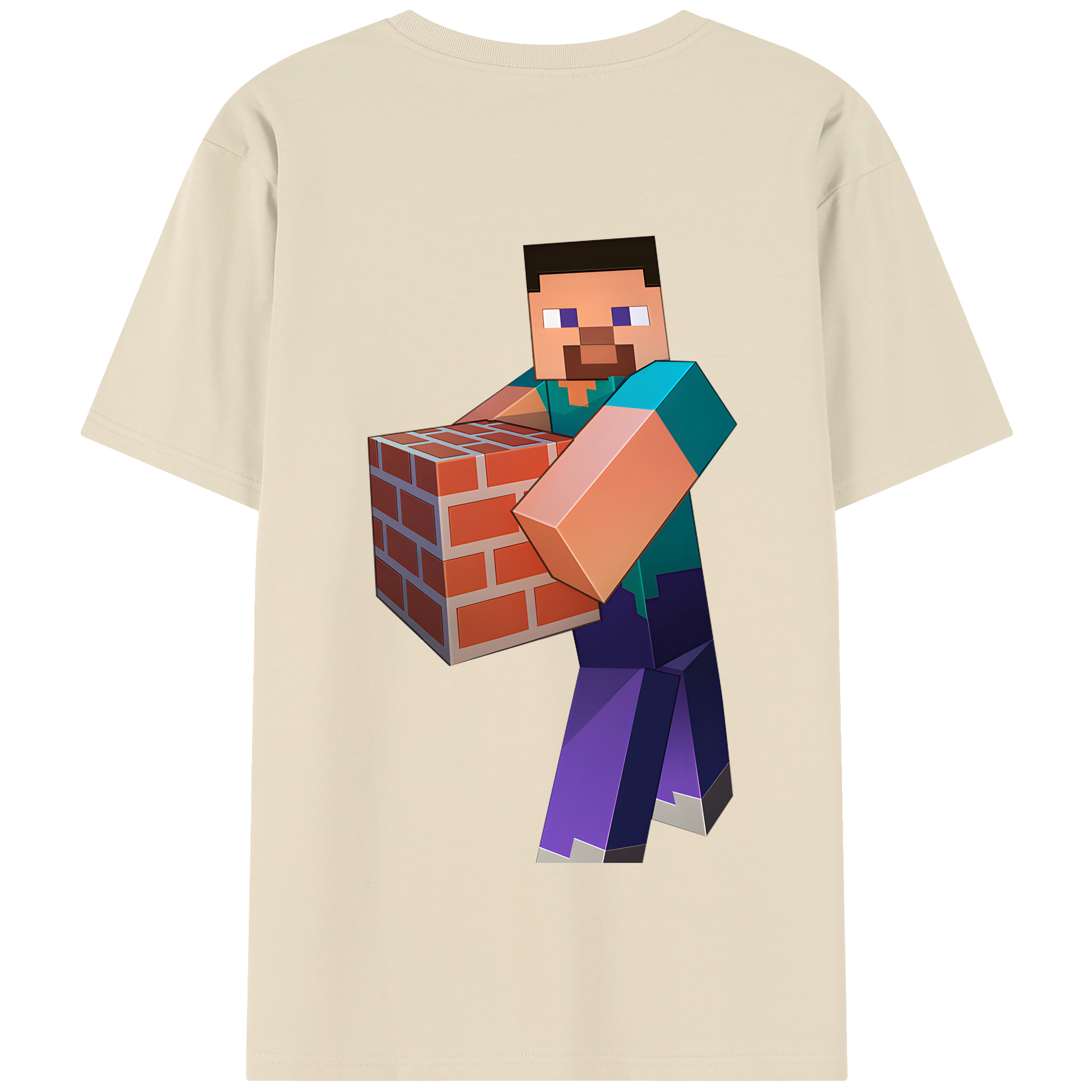 （画像用） マインクラフト ブロックの世界 Minecraft MC Block world 綿100％半袖Tシャツ（背面プリント）