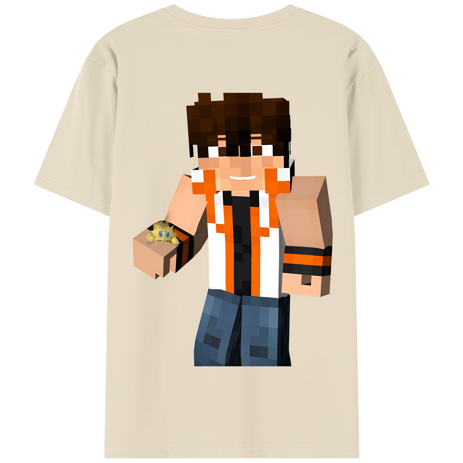 （画像用） マインクラフト ブロックの世界 Minecraft MC Block world 綿100％半袖Tシャツ（背面プリント）