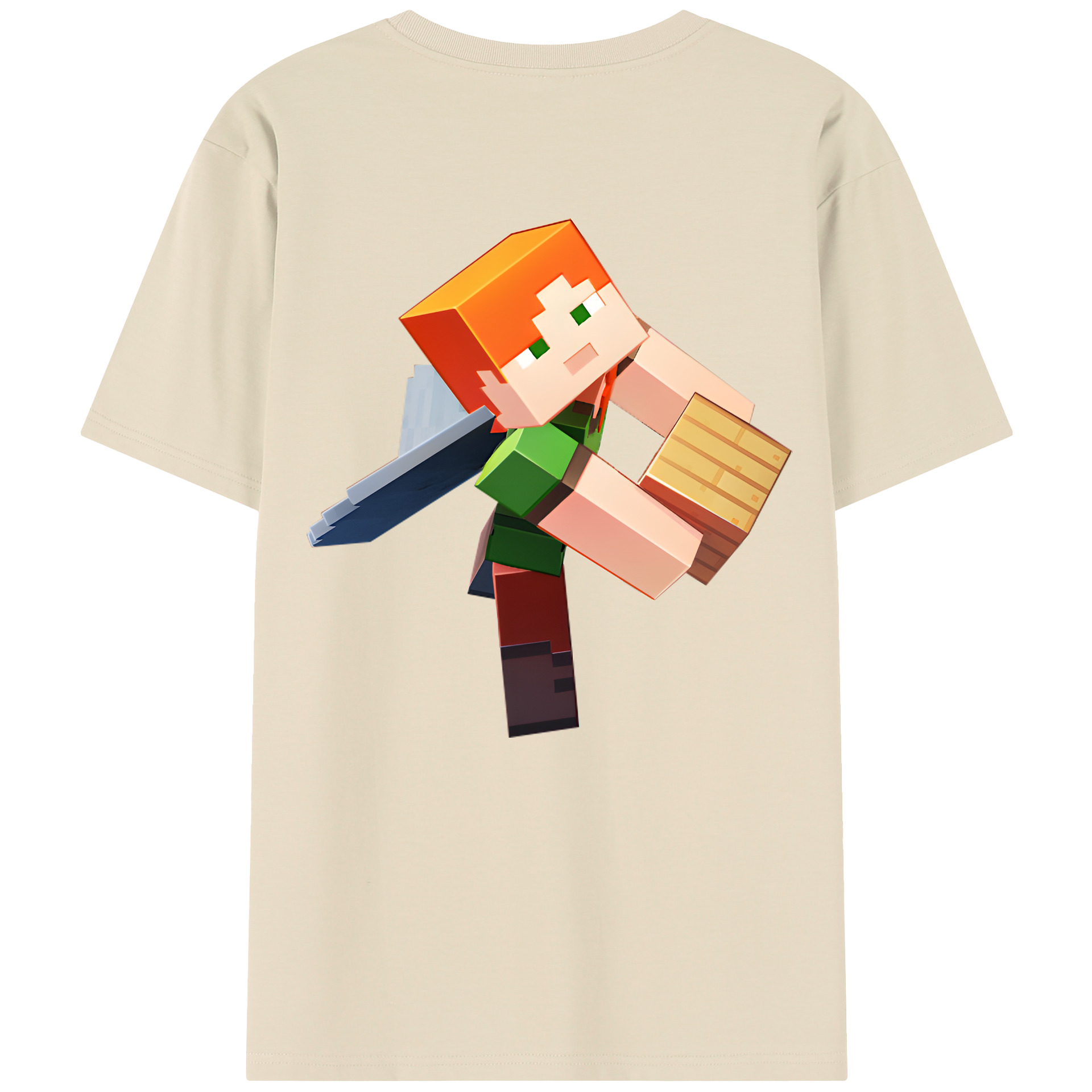 （画像用） マインクラフト ブロックの世界 Minecraft MC Block world 綿100％半袖Tシャツ（背面プリント）