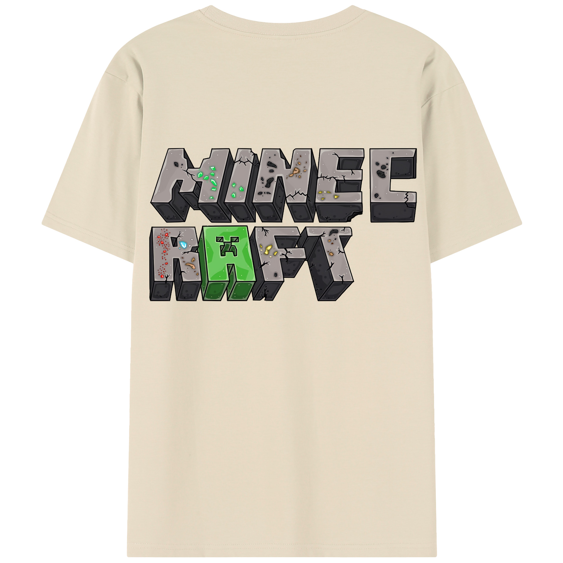（画像用） マインクラフト ブロックの世界 Minecraft MC Block world 綿100％半袖Tシャツ（背面プリント）